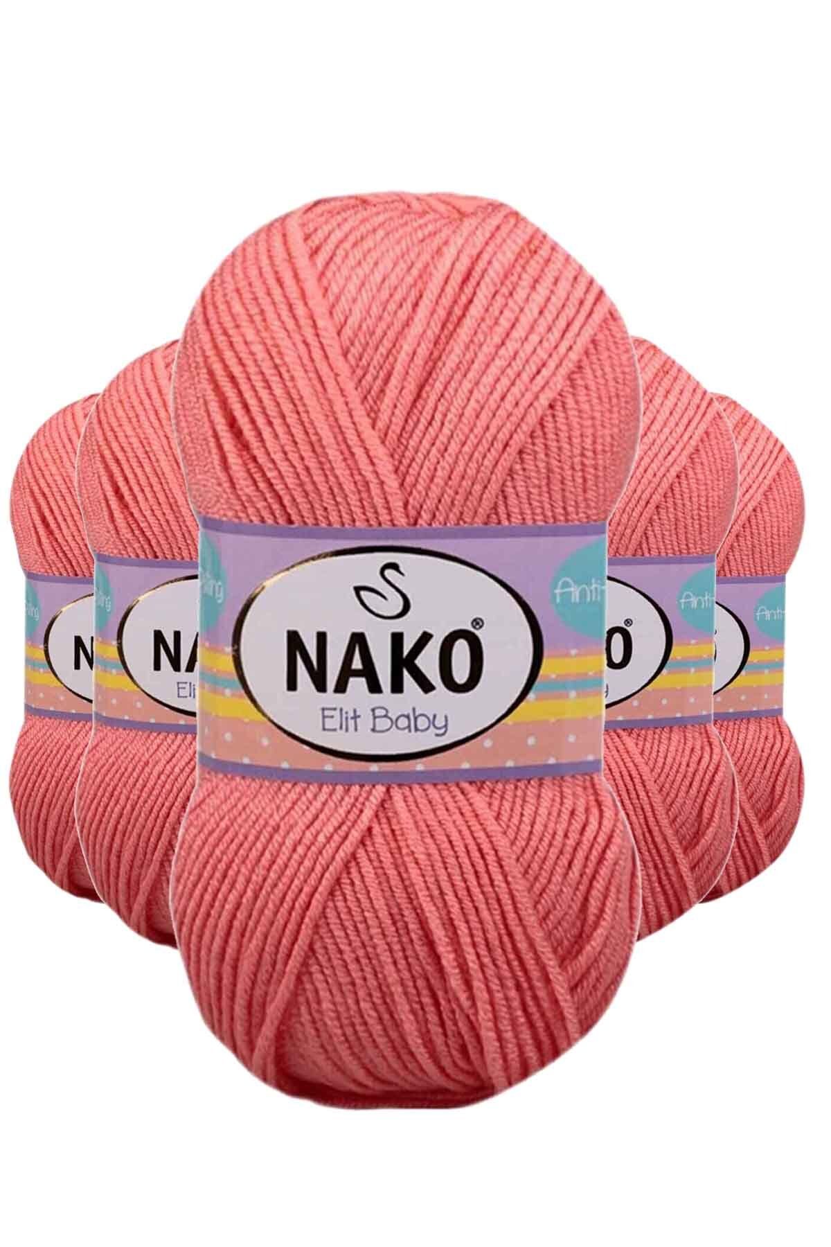 NAKO 5 Adet Elite Baby El Örgü İpi Tüylenmeyen Bebek Yünü Somon 1469