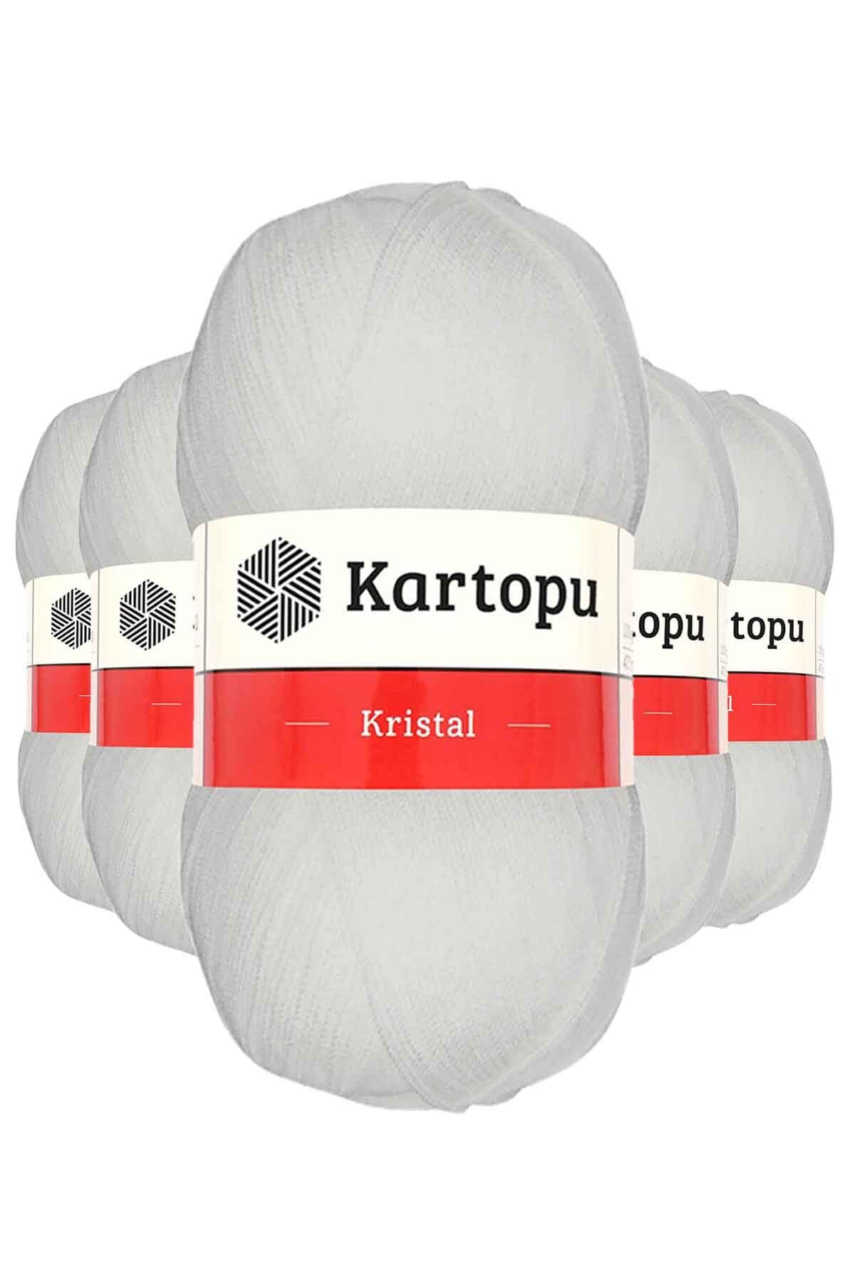 Kartopu 5 Adet Kristal Çift Katlı El Örgü Lif İpi Beyaz K010