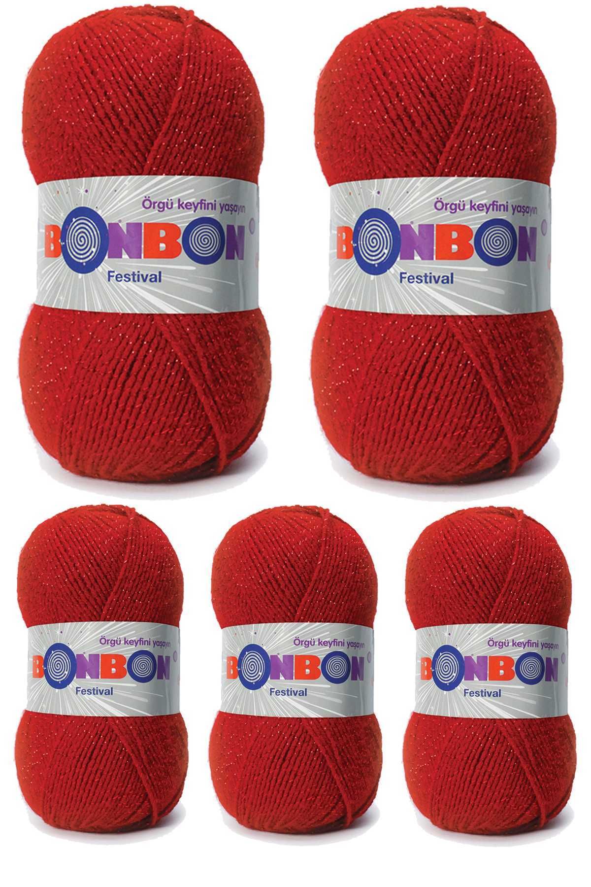 BONBON 5 Adet Festival Simli Örgü İpi Yünü Renk No:237