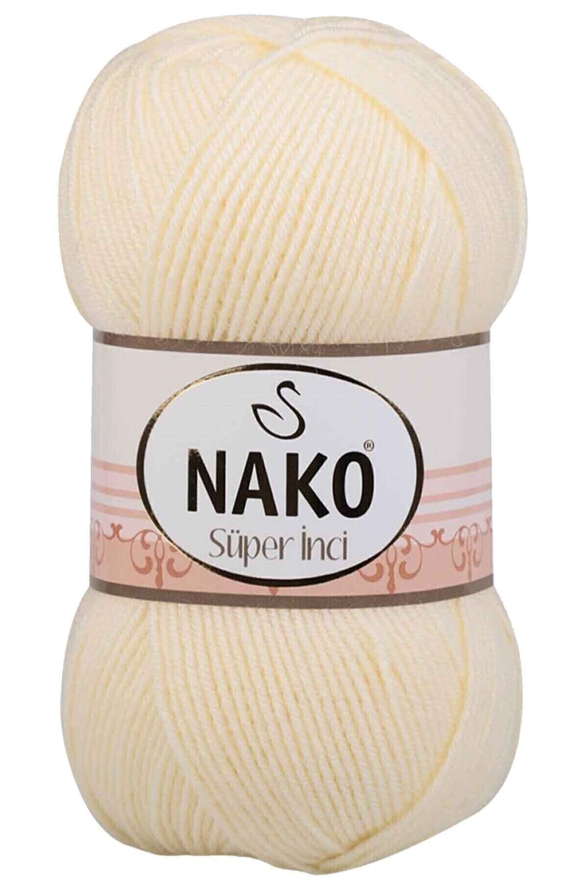 NAKO 1 Adet Süper İnci El Örgü İpi 100 gr Krem 256
