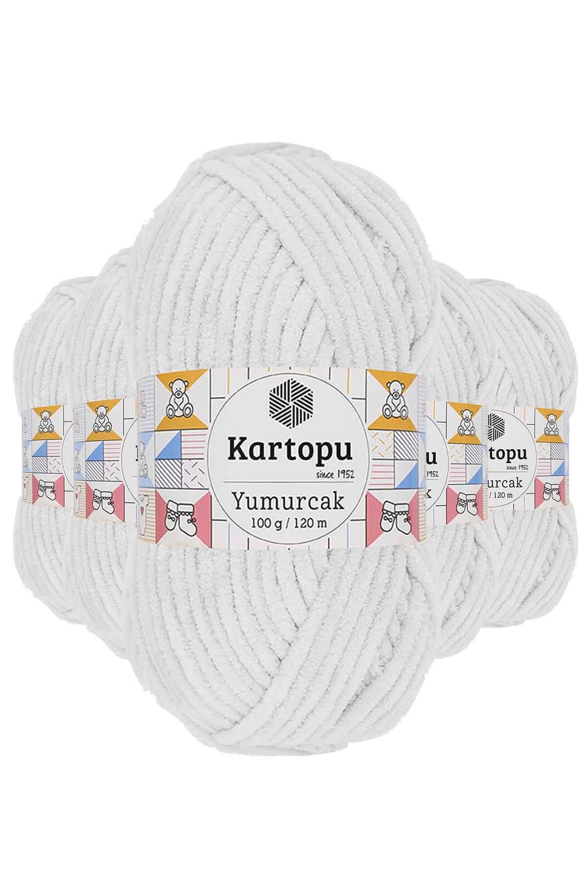 Kartopu 5 Adet Yumurcak Kadife El Örgü İpi Kar Beyaz K010