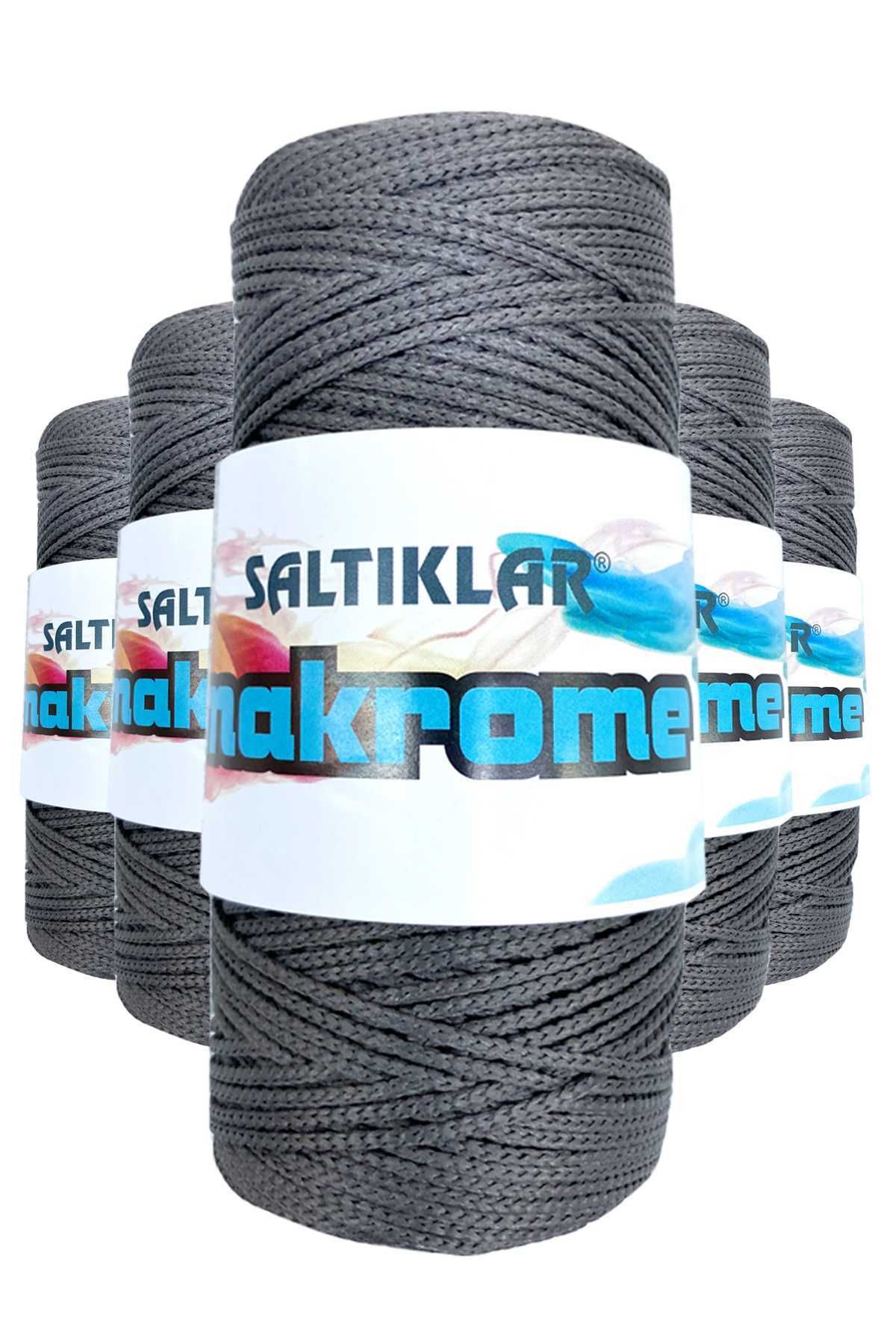 SALTIKLAR 5 Adet Polyester Makrome İpi 420 Koyu Gri 100 gr