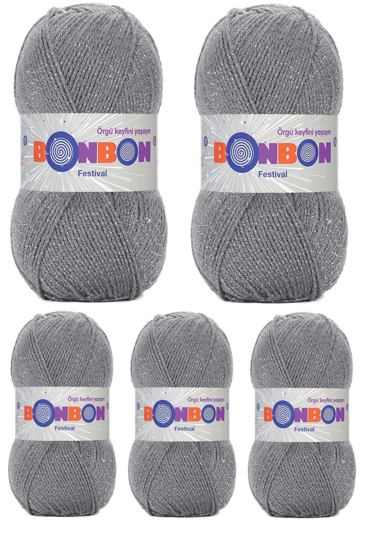 BONBON 5 Adet Festival Simli Örgü İpi Yünü Renk No:233