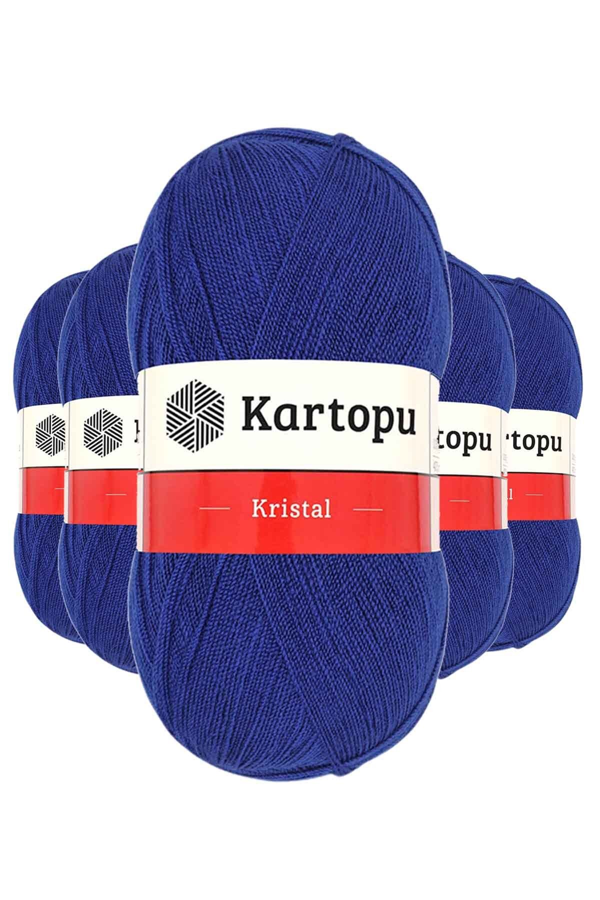 Kartopu 5 Adet Kristal Çift Katlı El Örgü Lif İpi Lacivert K627