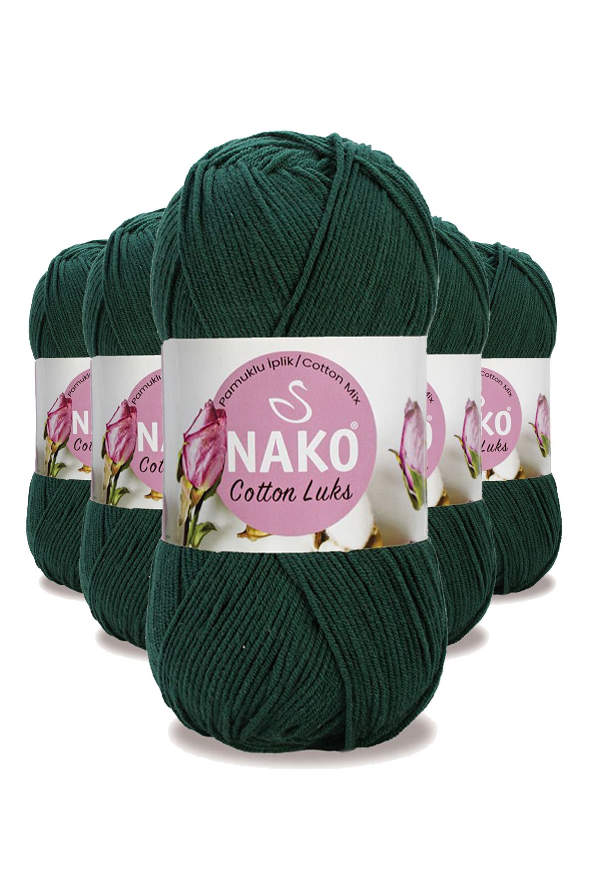 NAKO 5 Adet Cotton Lüks Yelek Tunik Kazak Bluz Hırka İpi Yünü Koyu Yeşil 97580