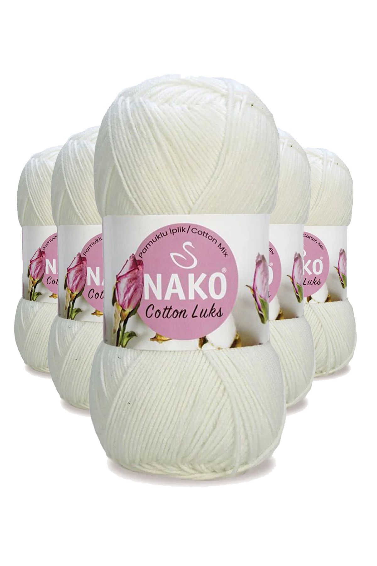 NAKO 5 Adet Cotton Lüks Yelek Tunik Kazak Bluz Hırka İpi Yünü Süt Beyaz 97570