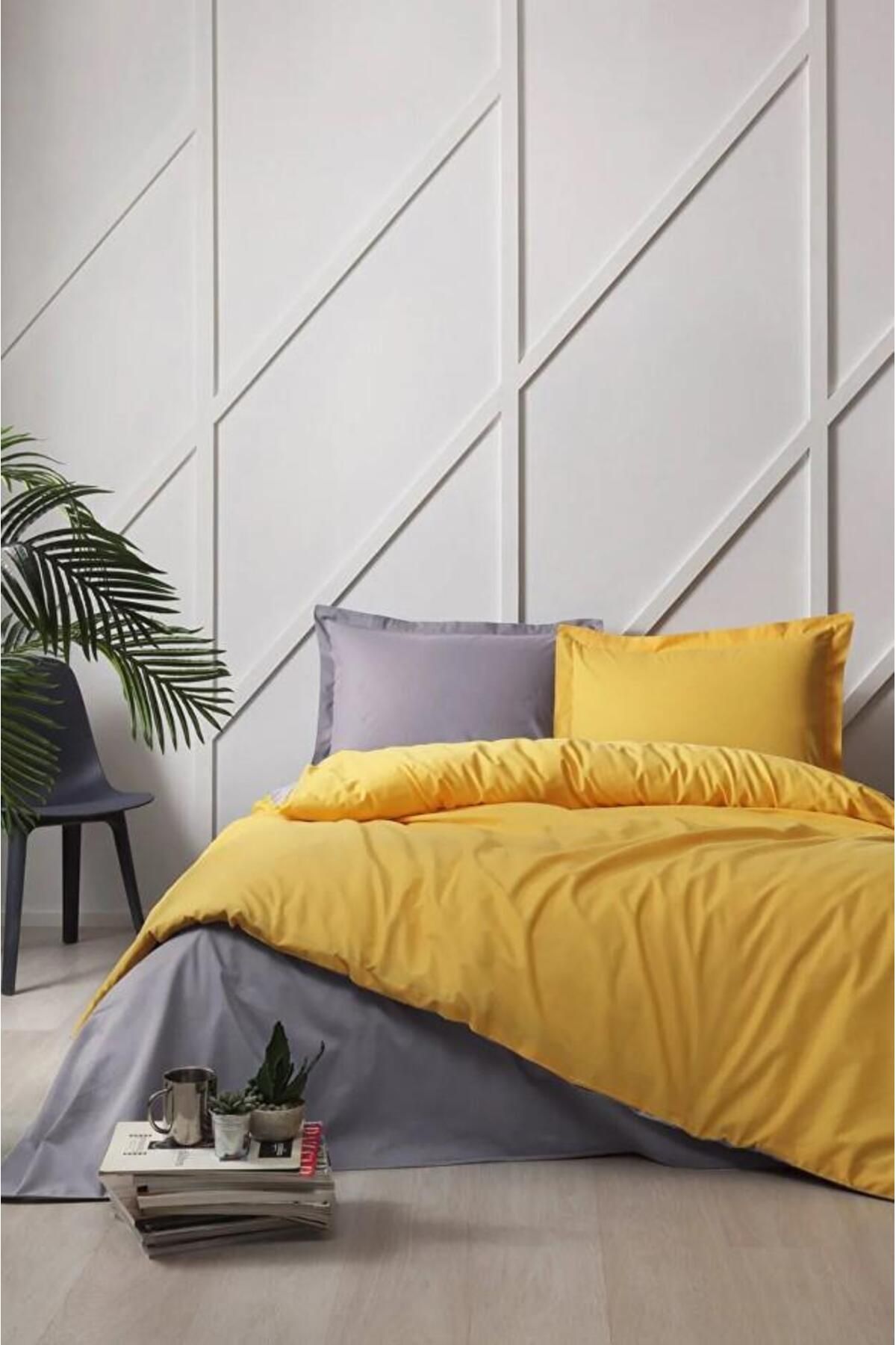 BilfolD Özdilek Çift Kişilik Ranforce Nevresim Takımı Colormix Gold Antrasit