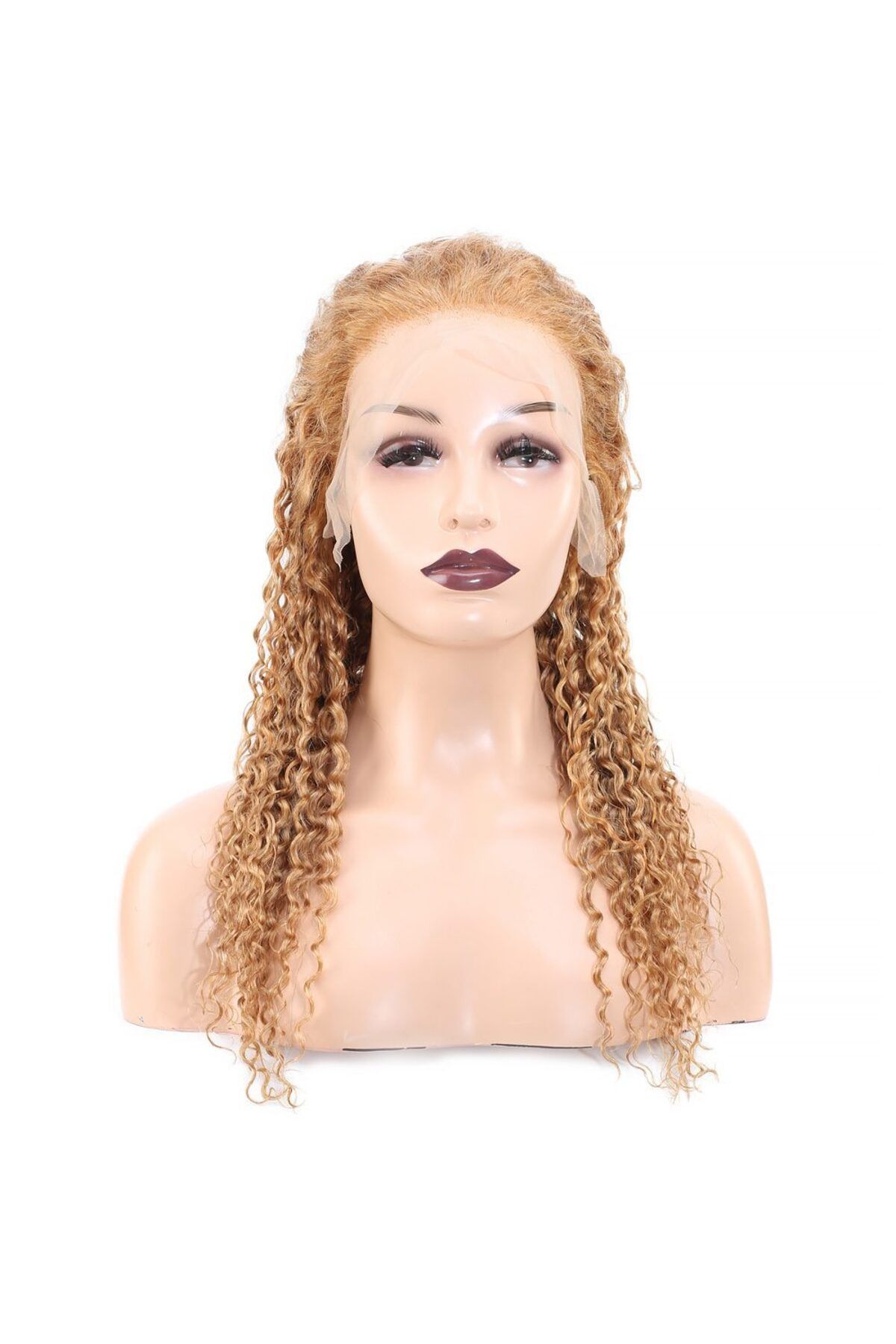 Genel Markalar Afro Dalga Front Lace Gerçek Tül Peruk / Altın Karamel / 60/65cm