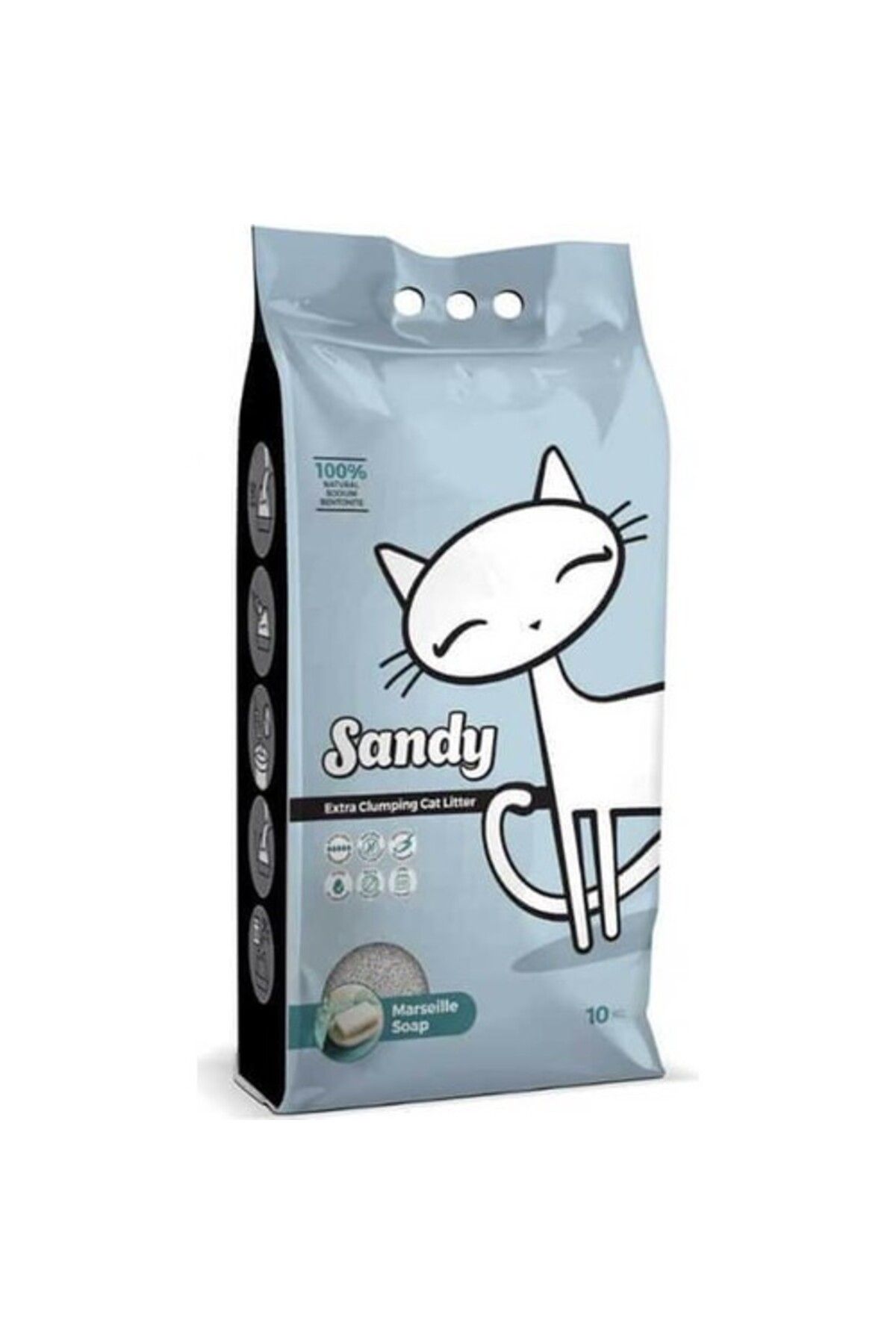 Sandy Sodyum Bentonit Gri Ultra Topaklaşan Marsilya Sabunlu Doğal Kedi Kumu 10 Kg