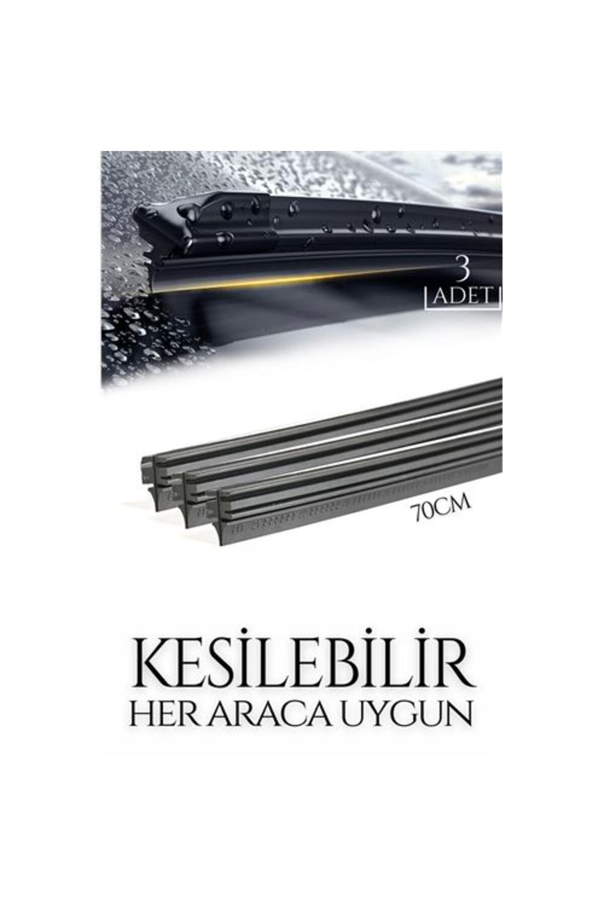 Lucest Lucestarb  Kesilebilir 70 Cm Silecek Lastiği 3 Lü Set  New