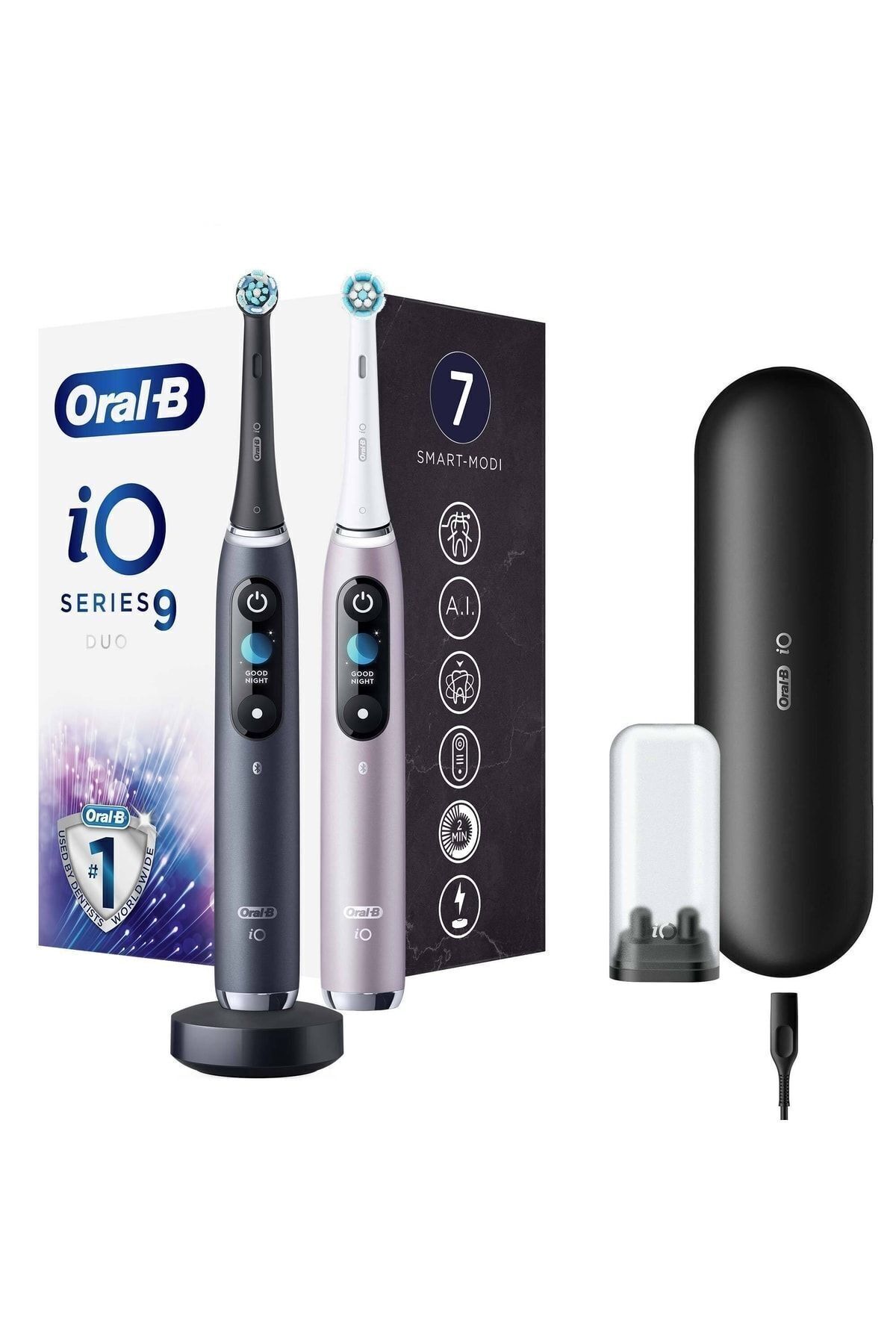 Oral-B İo 9 - Siyah/pembe 2'li Şarjlı Diş Fırçası Seti