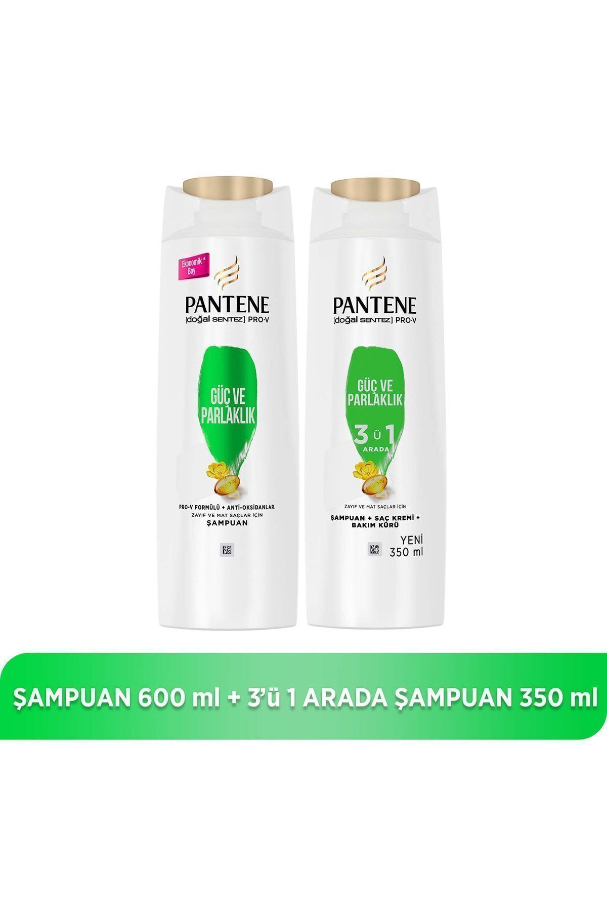 Doğal Sentez Güç Ve Parlaklık 600 Ml Şampuan + 350 Ml 3’ü 1 Arada Şampuan - 1