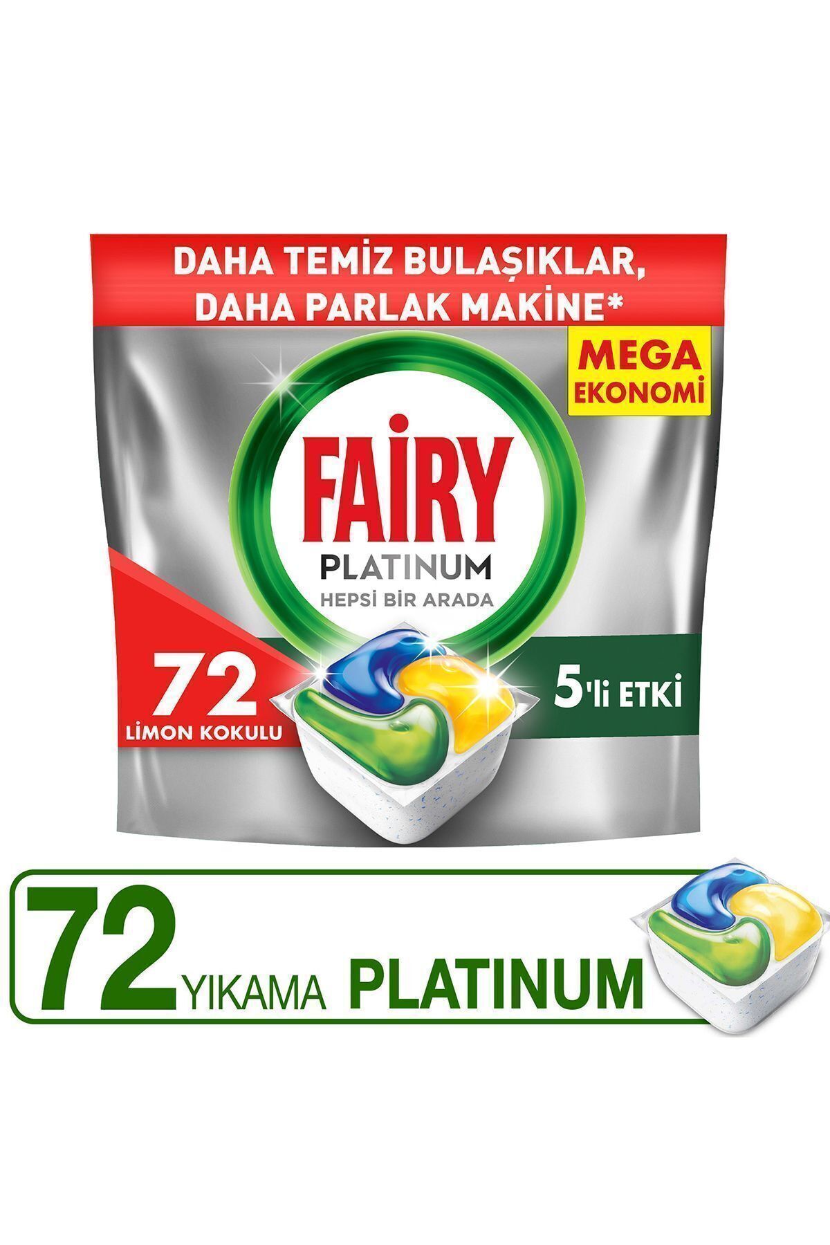 Fairy Platinum Bulaşık Makinesi Deterjanı Kapsülü/Tableti 72 Yıkama Limon Kokulu