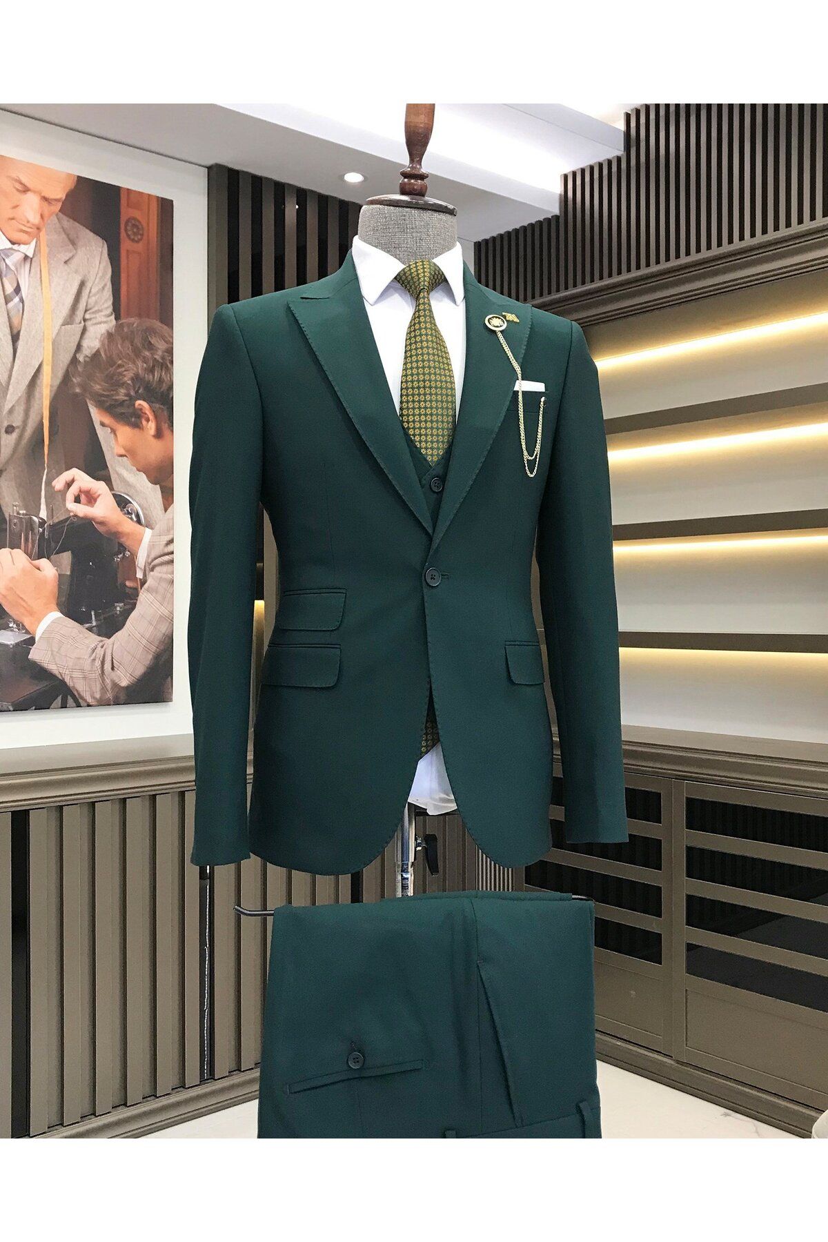 veste de veste italienne costume vert t8620