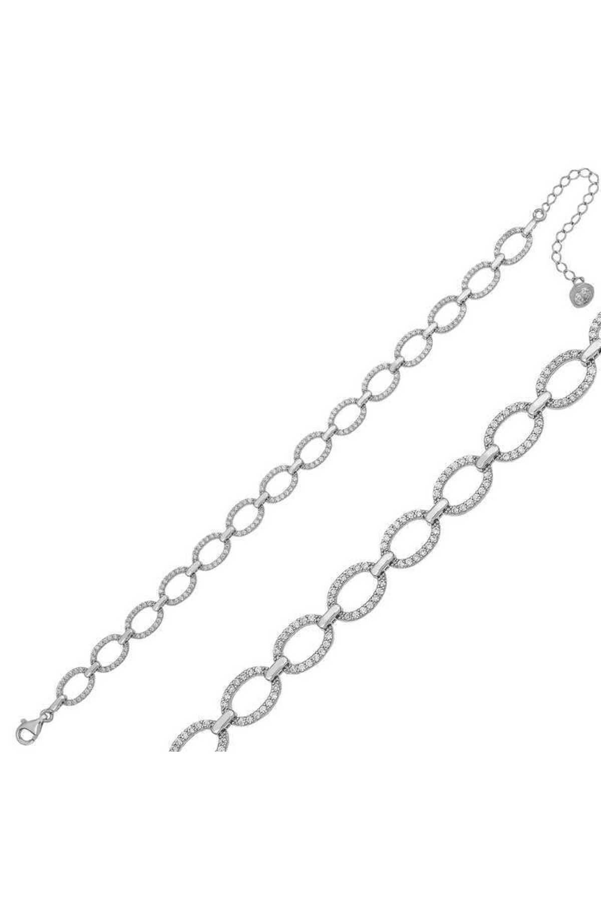 BAZAARİO 925 Ayar Gümüş Oval Taşlı Bileklik