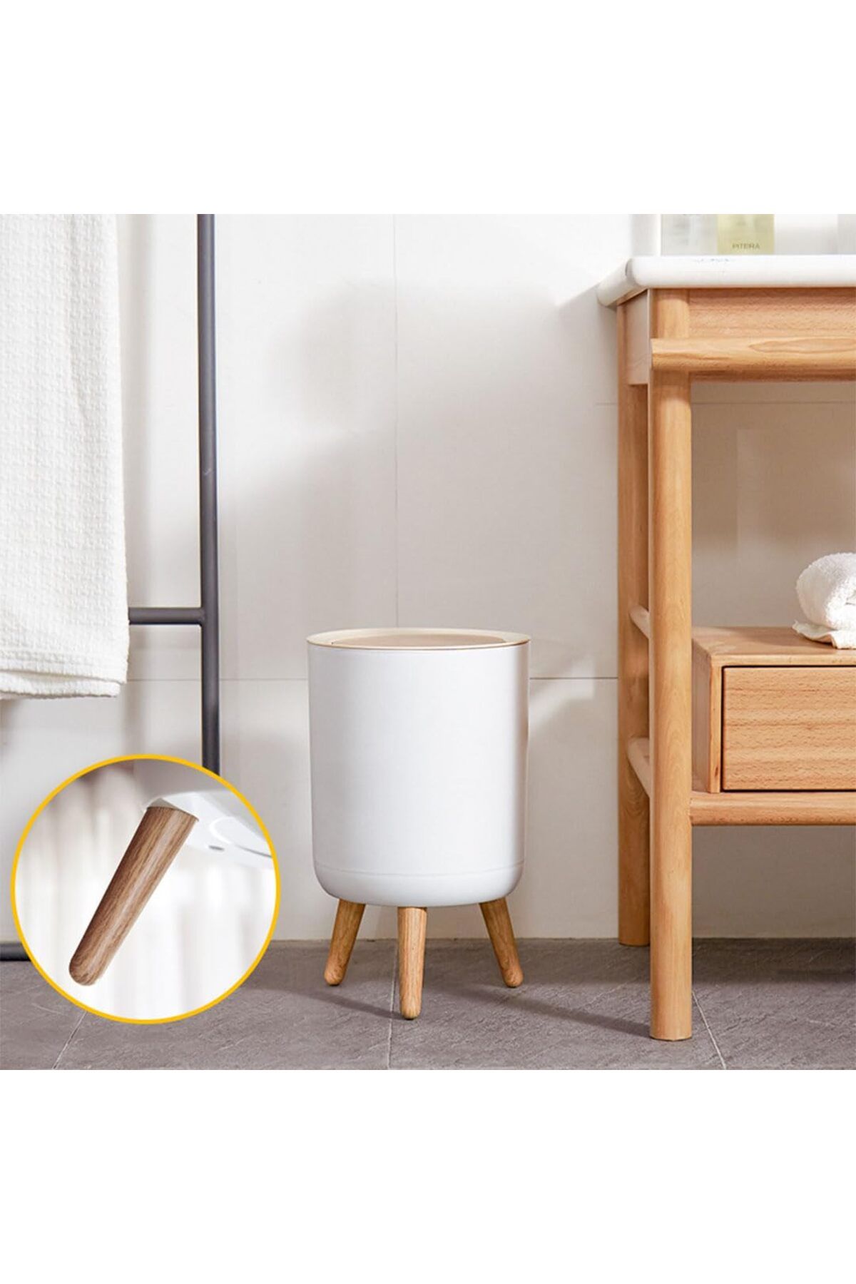 MIBRU-Trash can 7L wooden legs 2