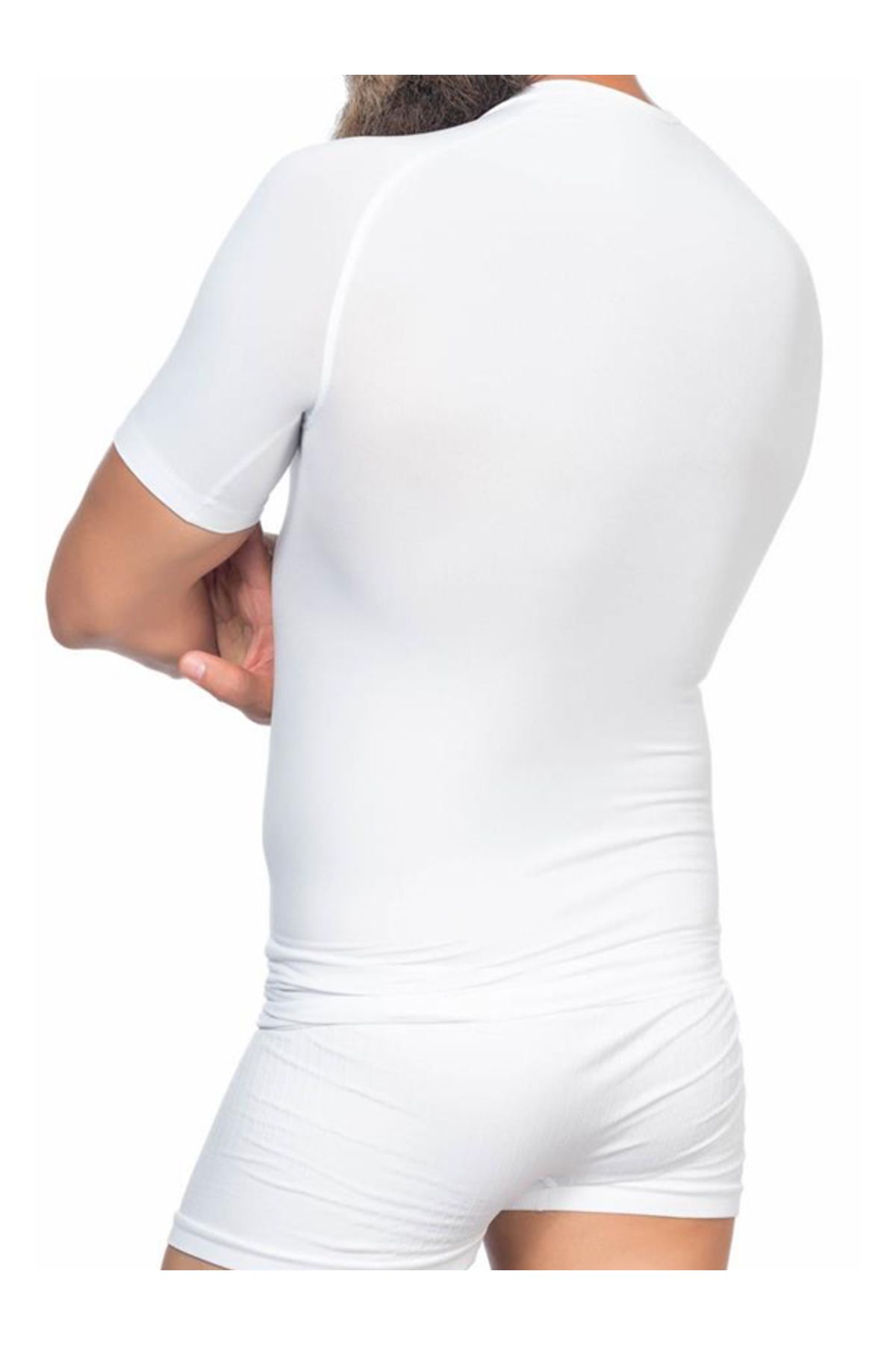 SYNOPE-Half Sleeve White Enamel Seamless Seamless Belly Covering Tank Top Corset 3