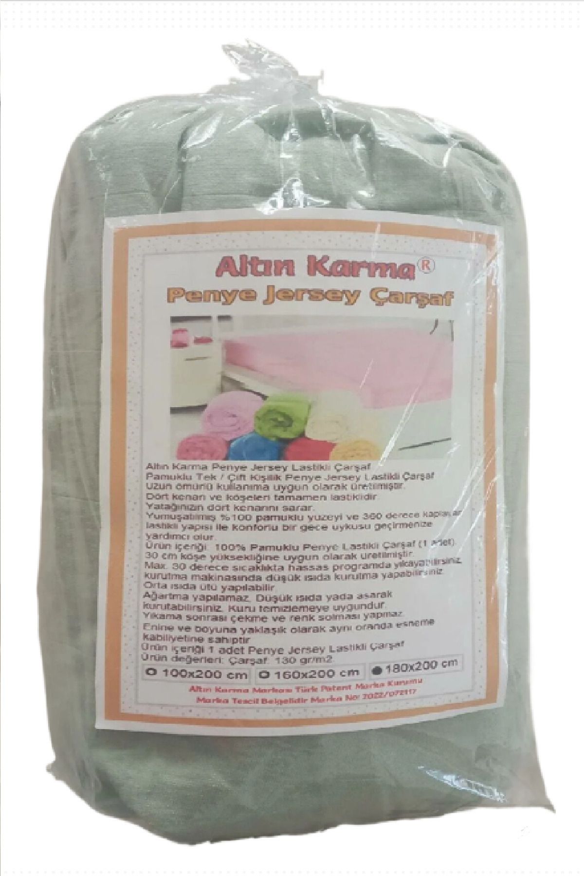 Altın Karma-Jersey Bumbac Pieptănat 180x200 Cm Cearşaf Dublu Elastic Verde 2