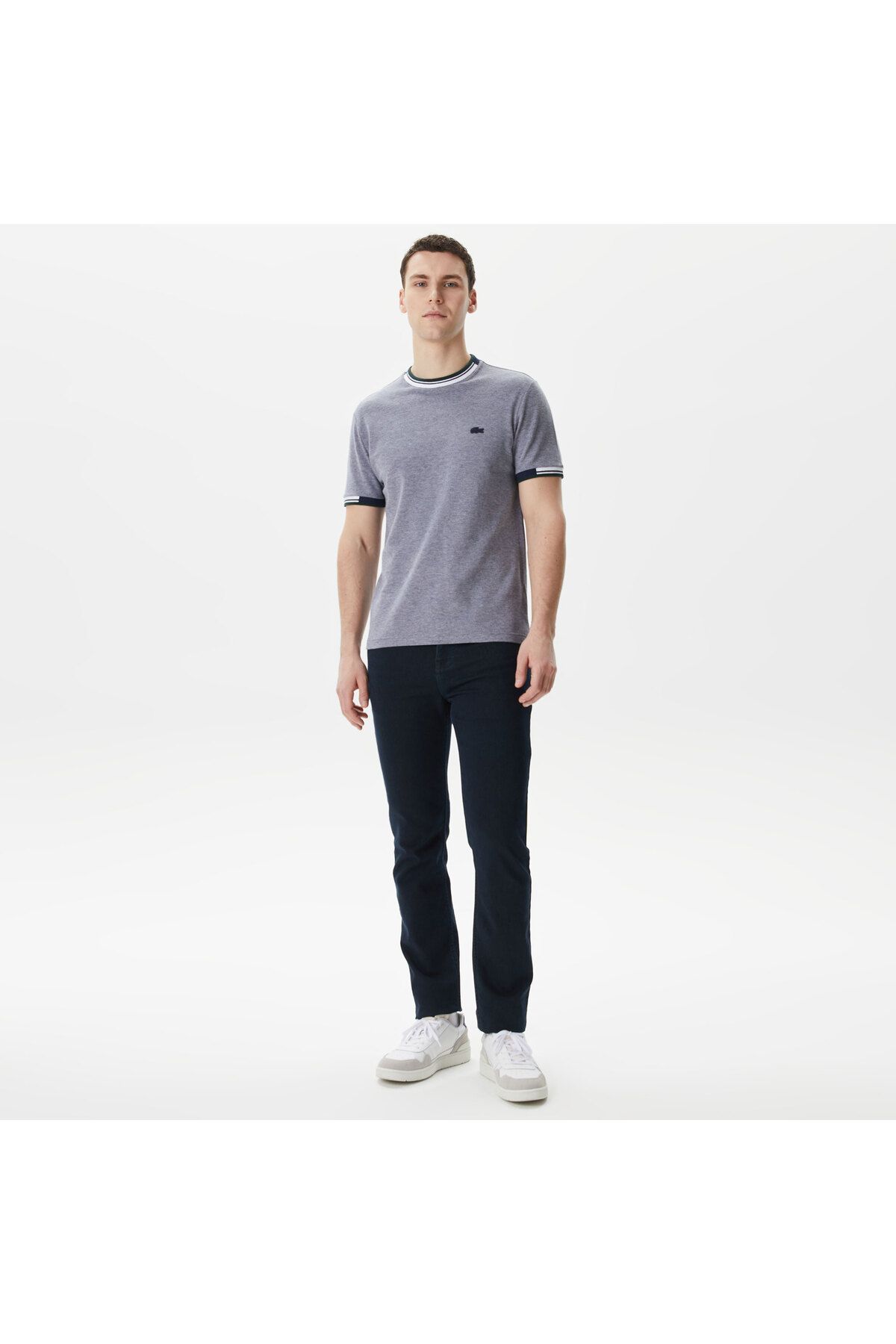 تی شرت آبی مردانه گردن دوچرخه مناسب Lacoste