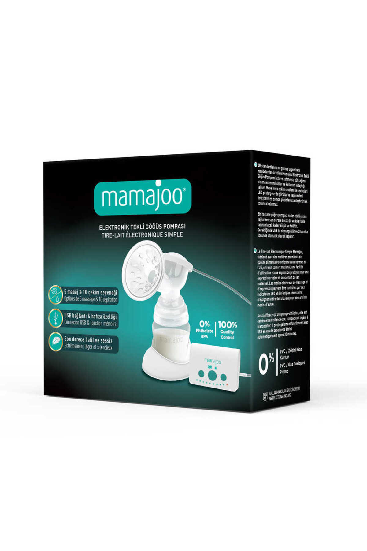 Mamajoo Elektrikli USB Tekli Göğüs Pompası 160 ml | 15 Kademe Ayarı fotoğrafı 7 (önizleme)