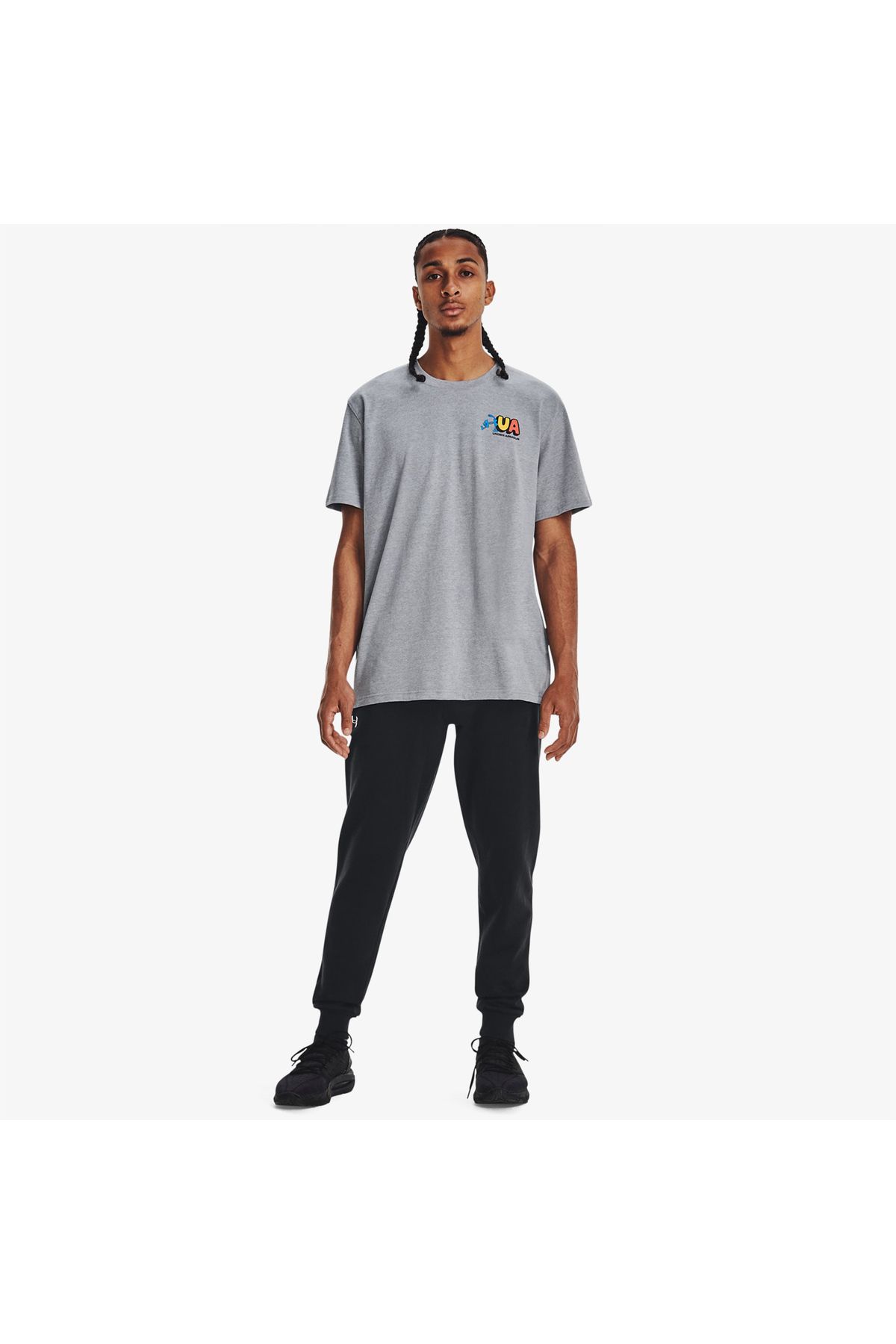 شلوار گرمکن ورزشی مشکی مردانه رقیب UA Fleece Joggers Tracksuit Sixist Six 1379774 001 Under Armour