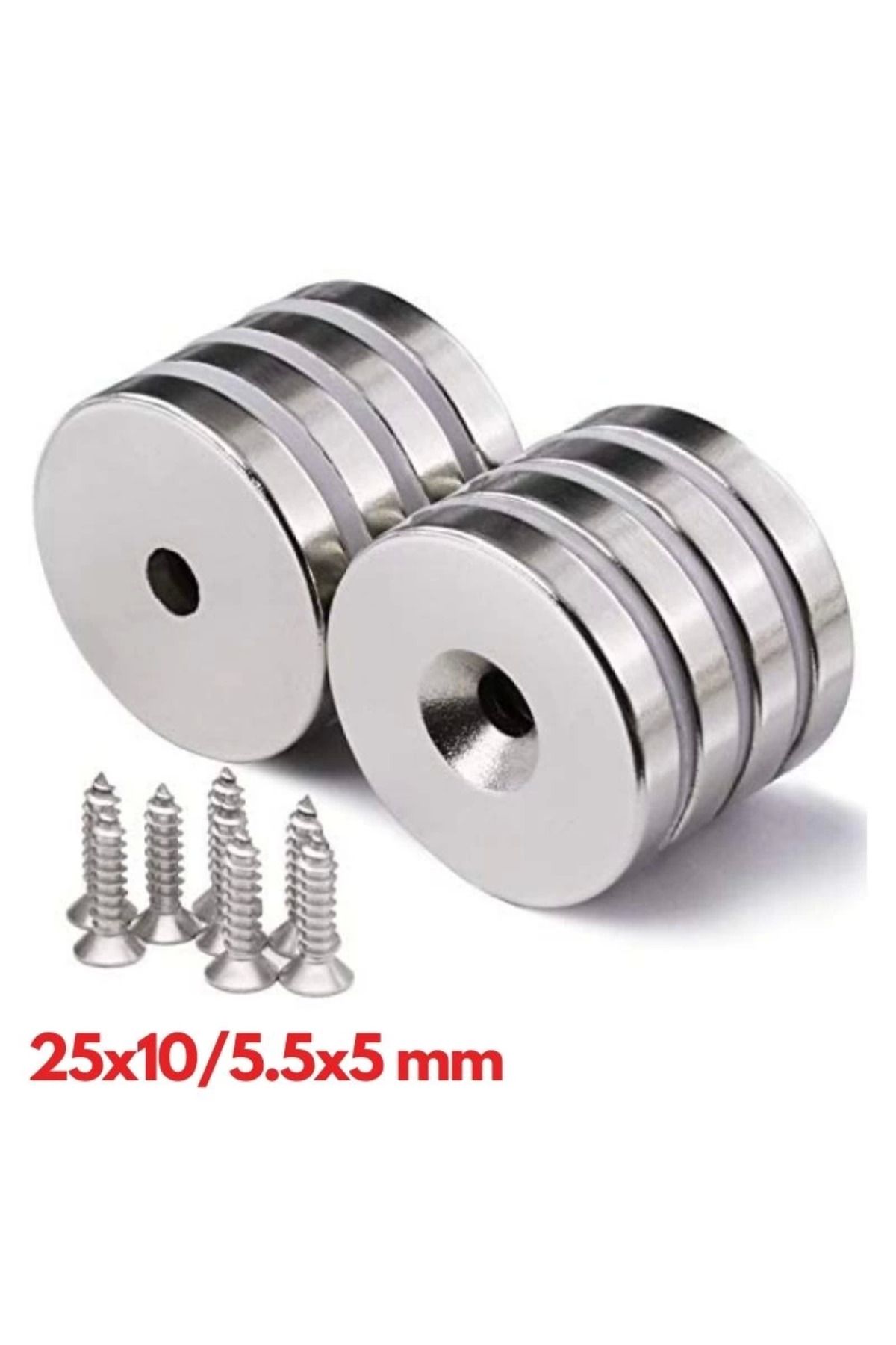 Epilons 25x10/5x5.5 Mm Havşa Delikli Neodyum Mıknatıs - Güçlü N35 Nikel Kaplama Magnet