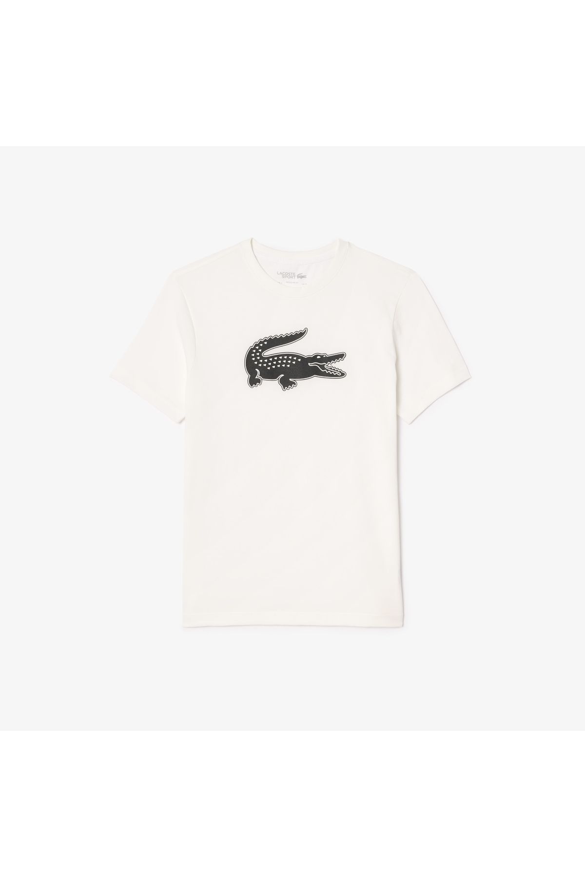 تی شرت سفید مردانه یقه دوچرخه مناسب طرح دار Lacoste