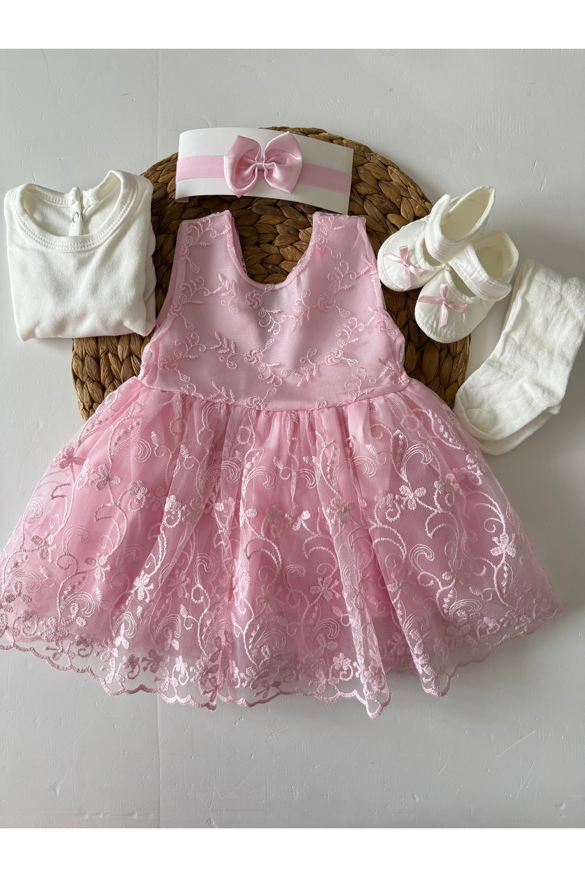 PİLEKİ BABY ( 5 Parça ) 0 4 Ay Aralığında Kullanılan Yenidoğan Bebek Mevlüt Elbisesi Prenses Kız Bebek Elbisesi fotoğrafı 2 (önizleme)