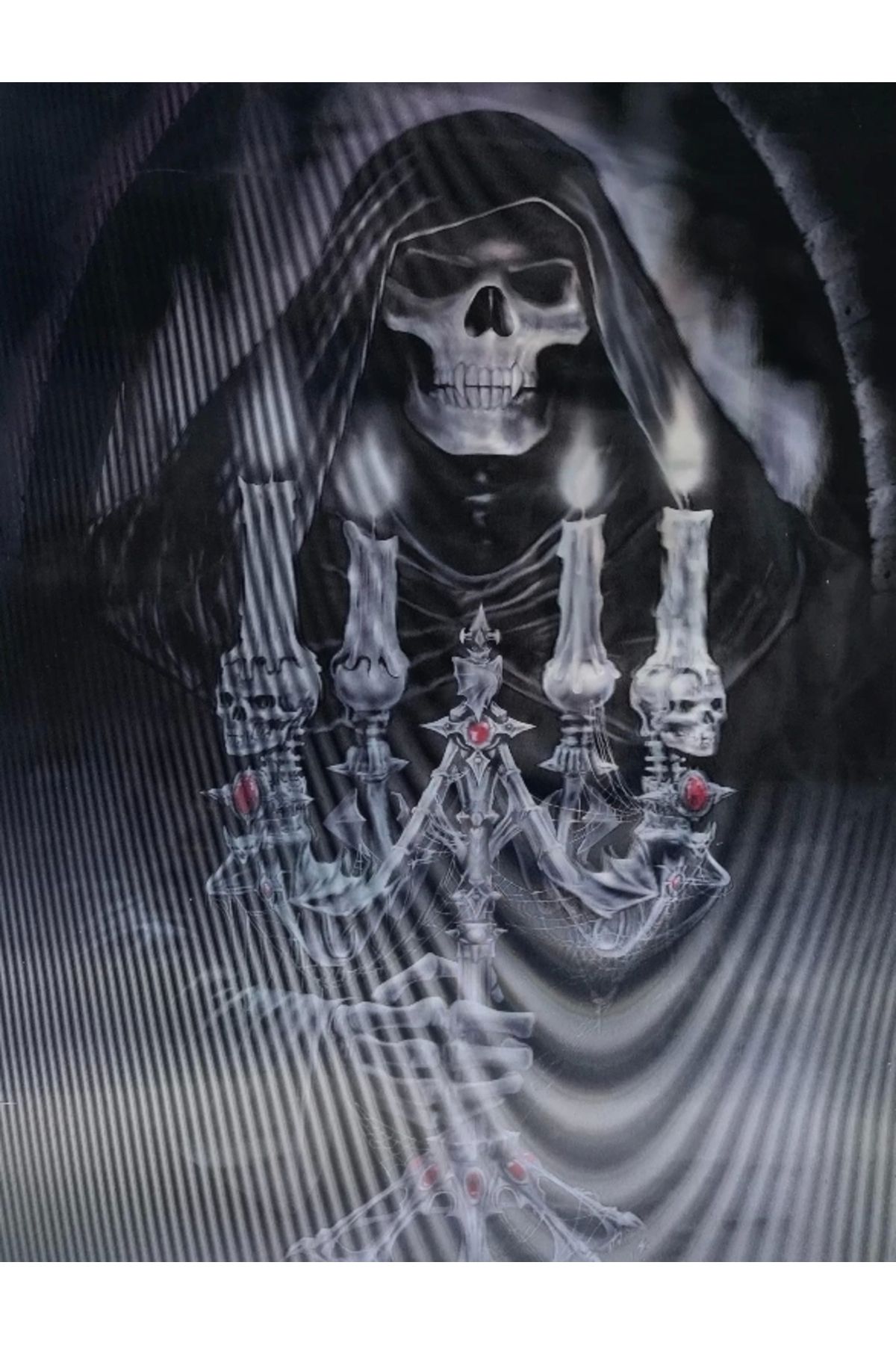 Finetoo Çocuk 5D Elmas Boyama 3 Farklı Resim Değişenli Halloween İskelet Tablosu 30x40 cm