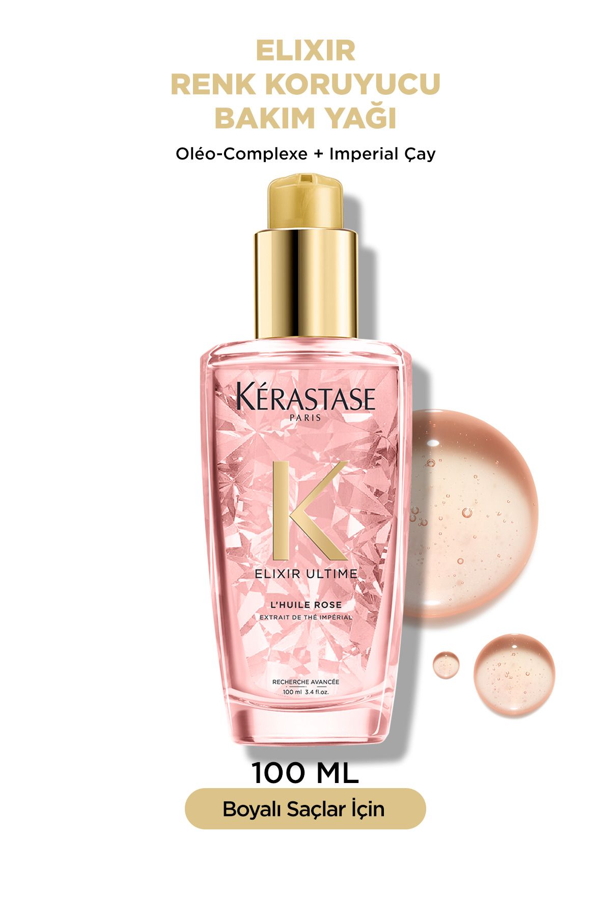 Kerastase Elixir Ultime L'huile Rose Boyalı Saçlara Özel Saça Parlıklık Veren Ve Renk Koruyan Saç Ba