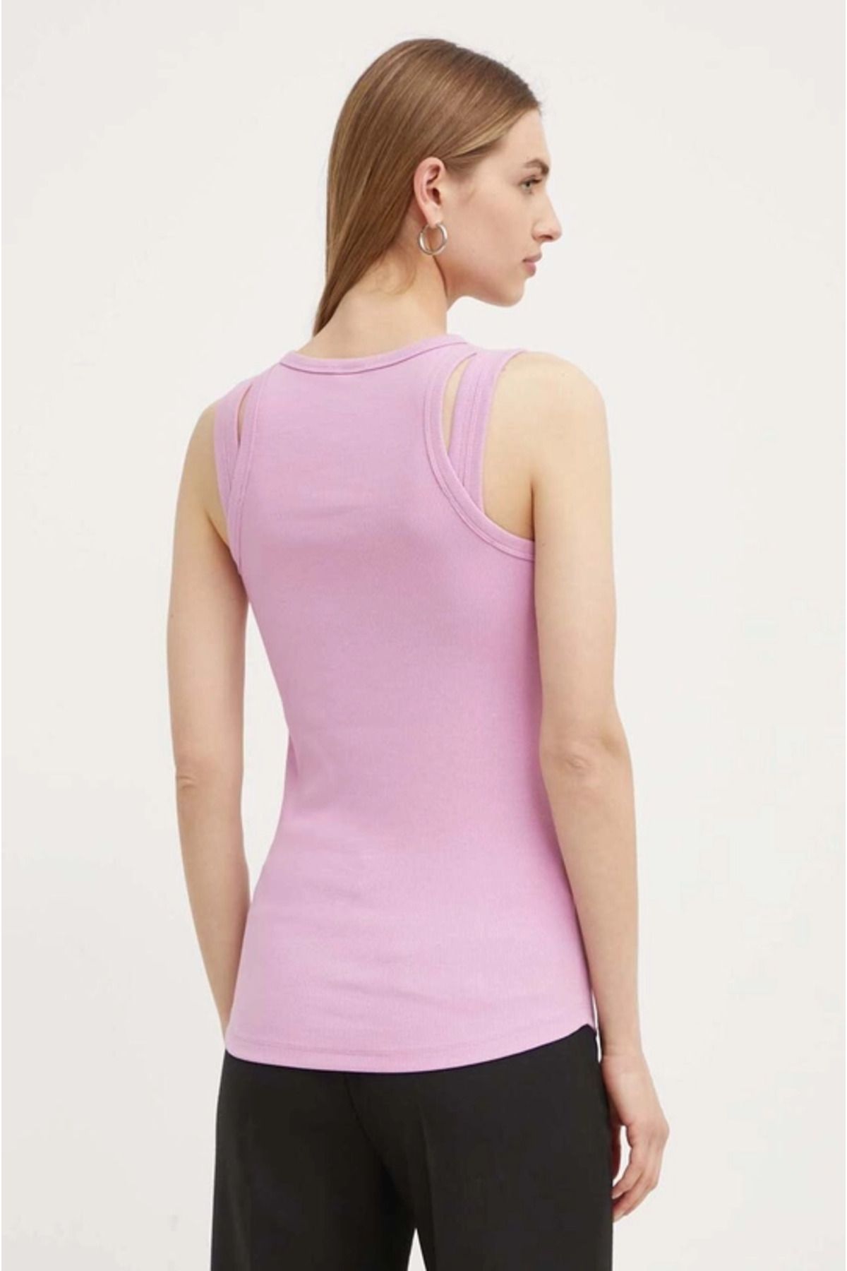 BOSS-Women's Brand Logo Sleeveless Thick Strap Pink Blouse 50515316 -546 4