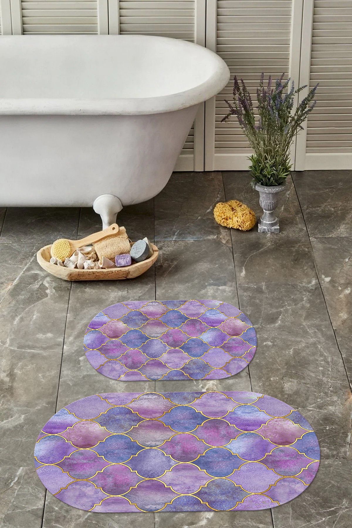 Napoli Home-Set de scaun de toaletă pentru baie ovală, lavabil digital, anti-alunecare, cu model, WC-81-COLOR, 4