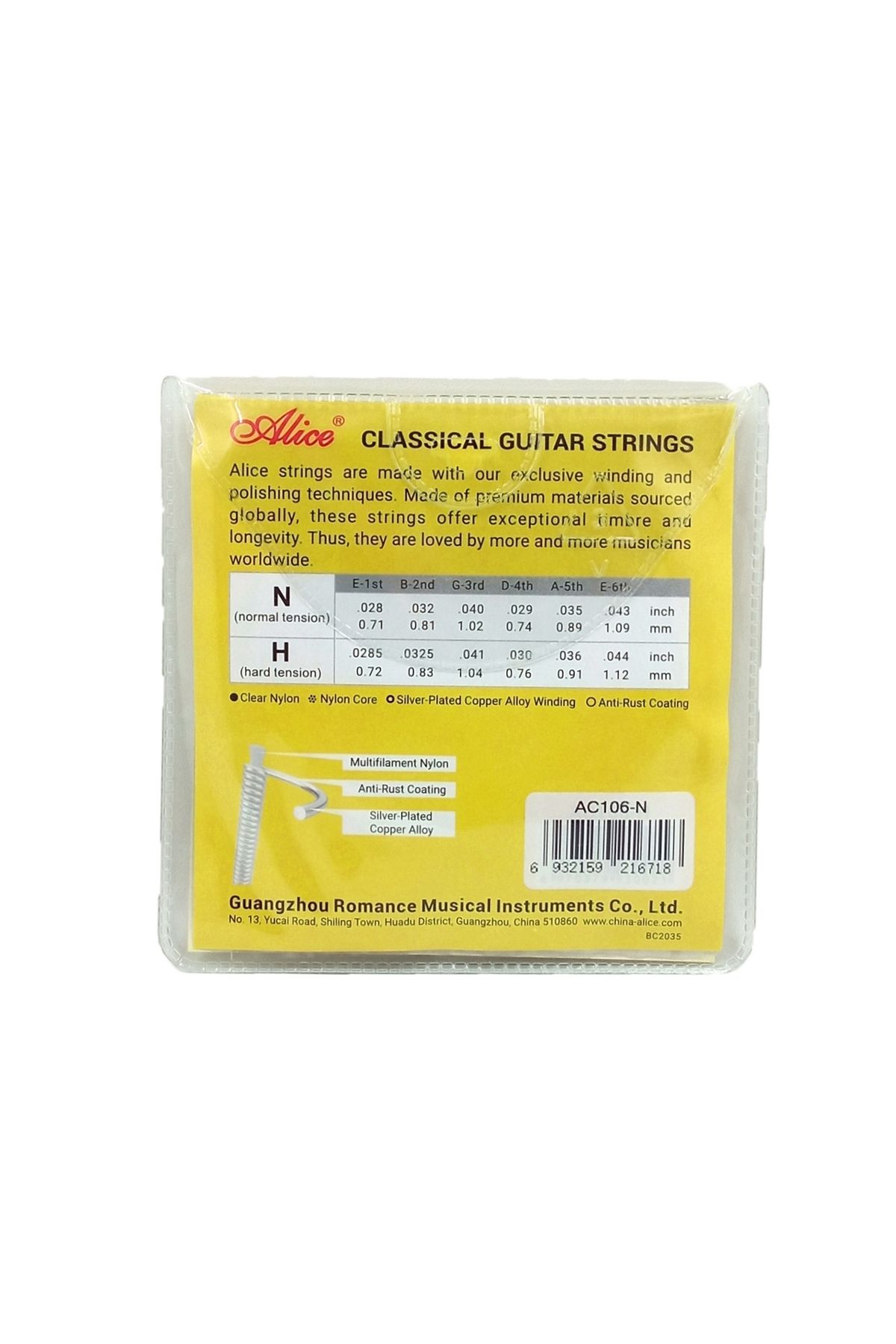 Alice-AC106N Normal Tension Classical Guitar String - SET 2