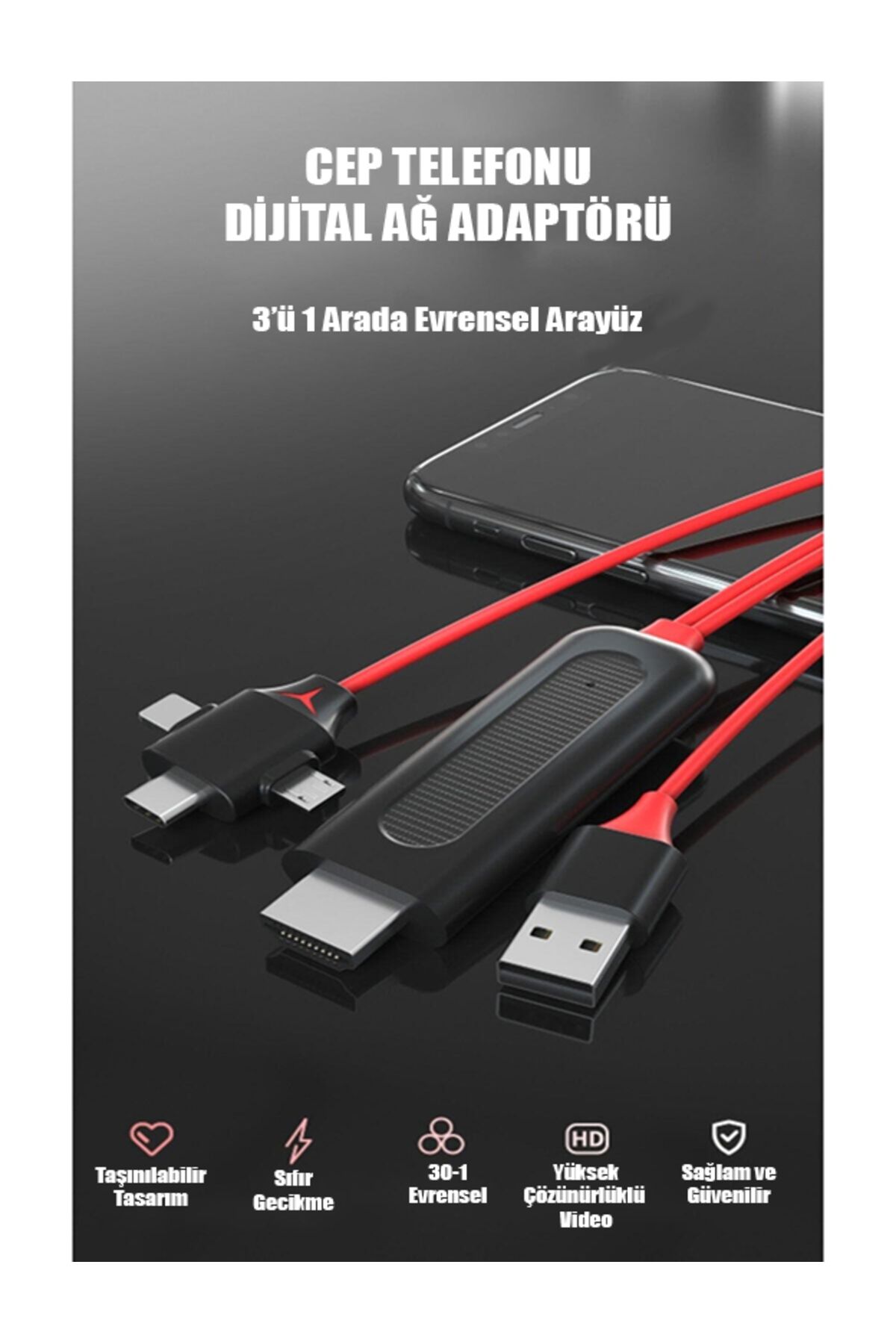 Soylu elektronik-Ios Android Type C to HDMI Video Standby Phone Projector and Tv Adapter Cable 5