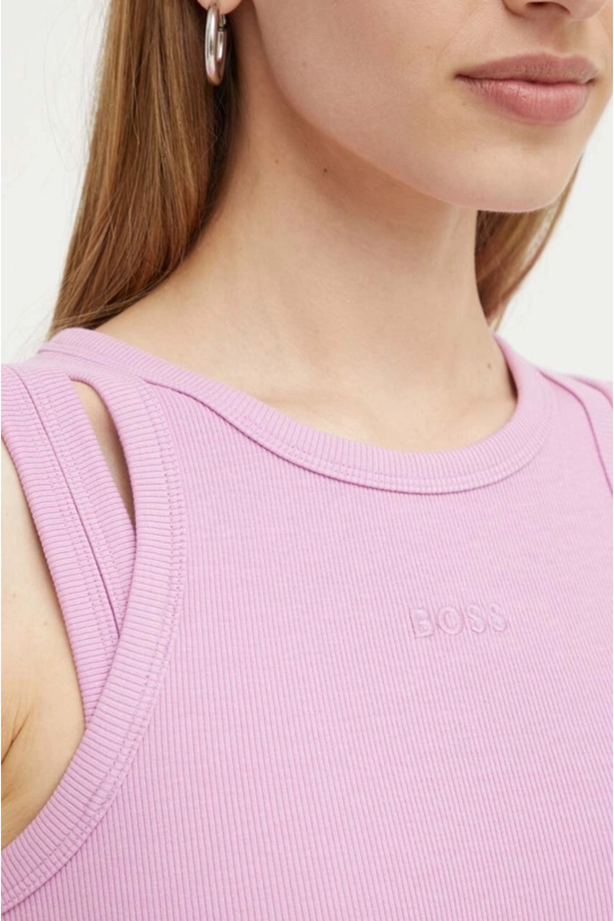 BOSS-Women's Brand Logo Sleeveless Thick Strap Pink Blouse 50515316 -546 6