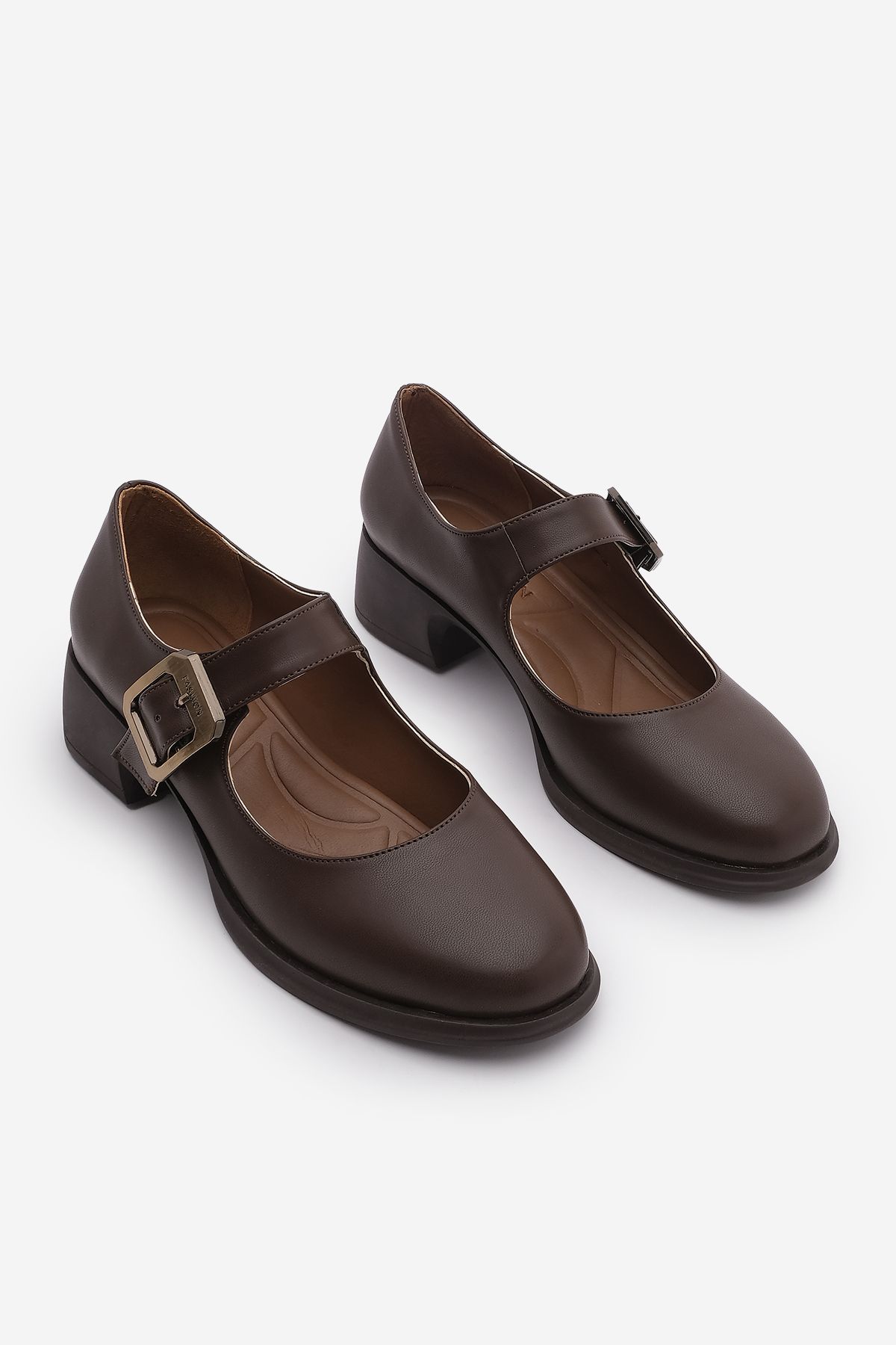 Marjin-Meniz Brown – Damen-Loafer mit Schnalle und dickem Absatz 5