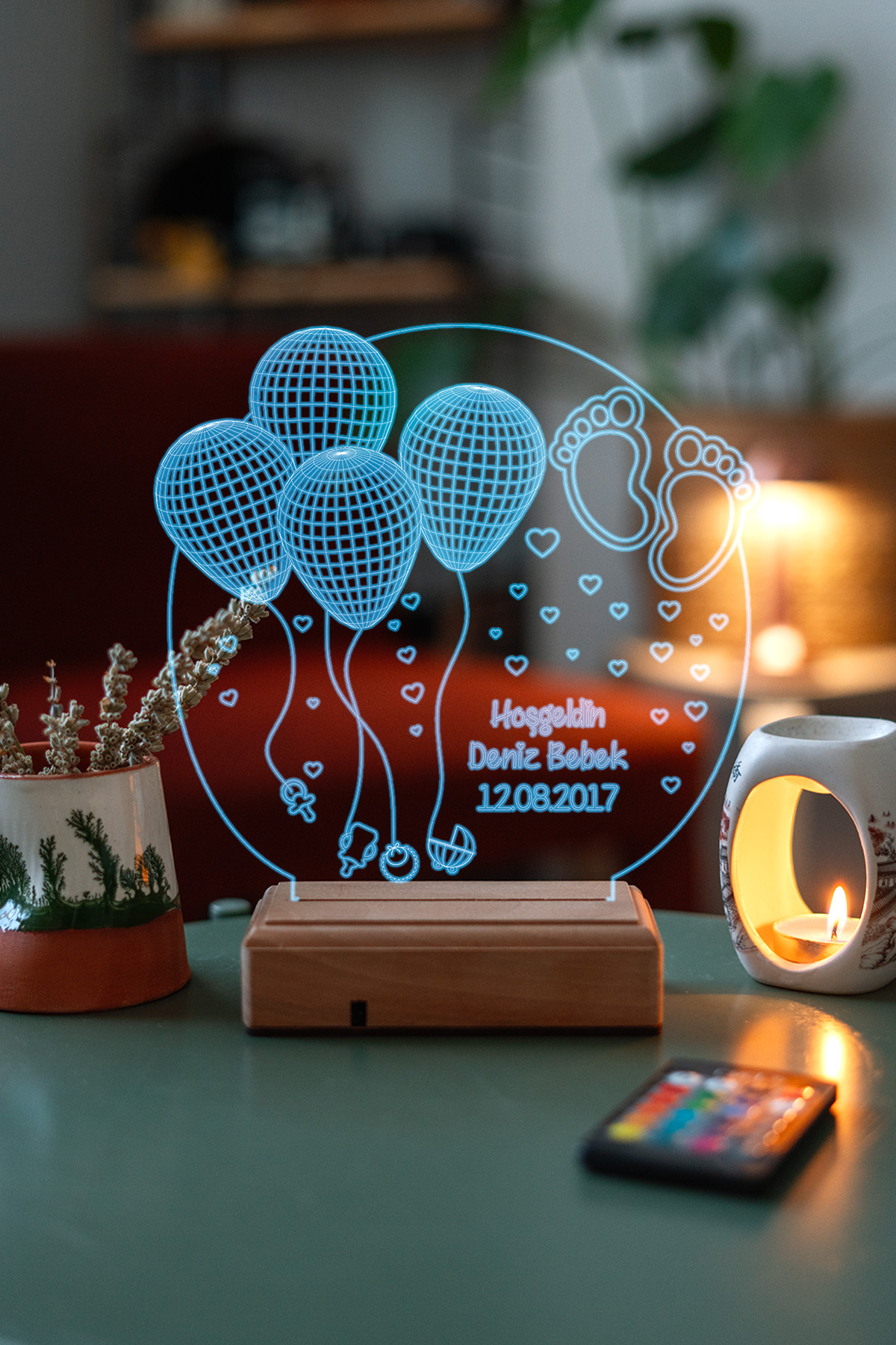 Modiwa Design Yeni Doğan Hediyesi , Hoş Geldin Bebek Hediyesi 16 Renkli Kumandalı Gece Lambası fotoğrafı 4 (önizleme)