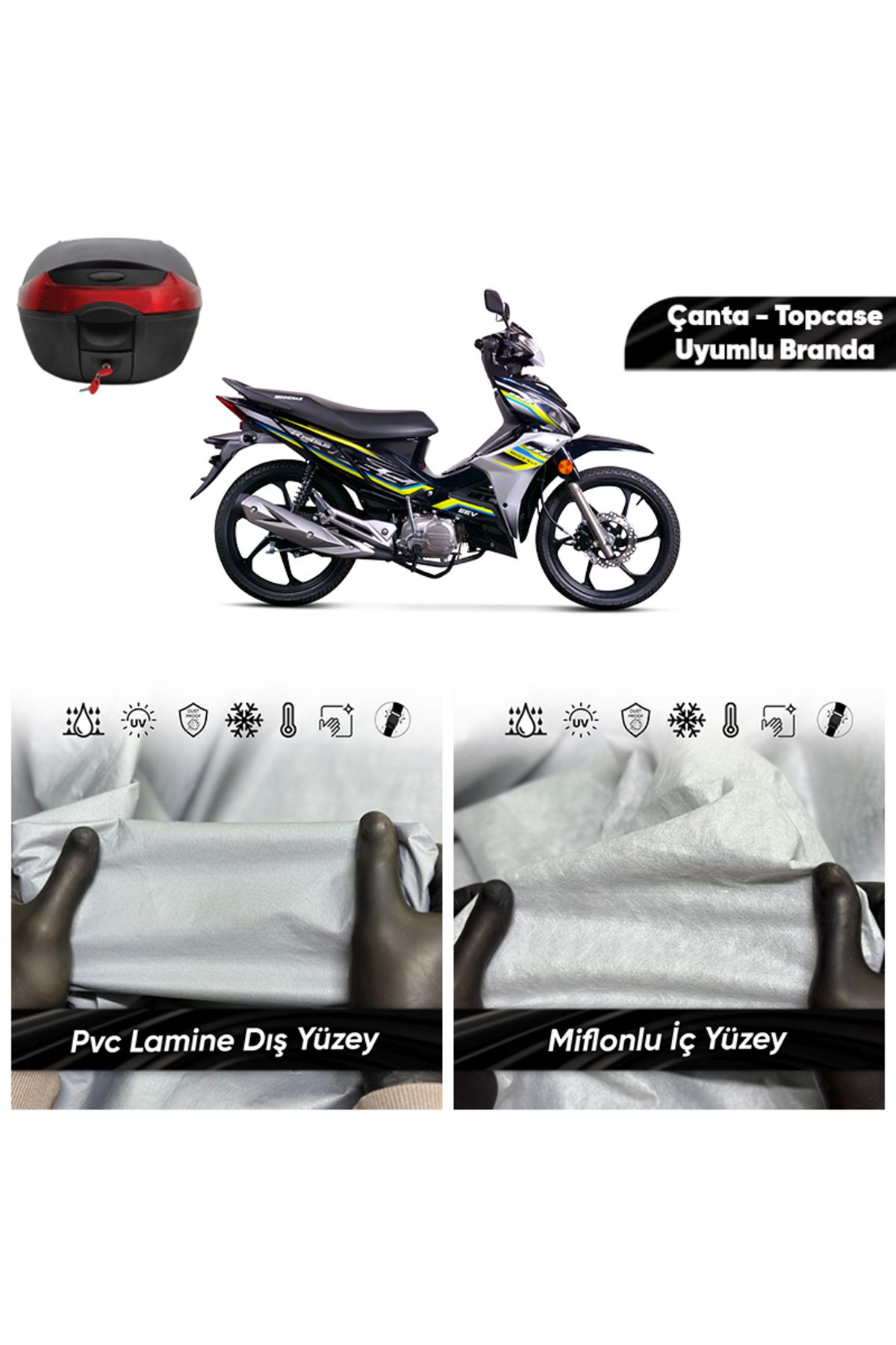 ULTRASHOP-Modenas Modenas Motorcycle Canvas Waterproof Miflow Topcase Bag Compatible Motor Canvas 1