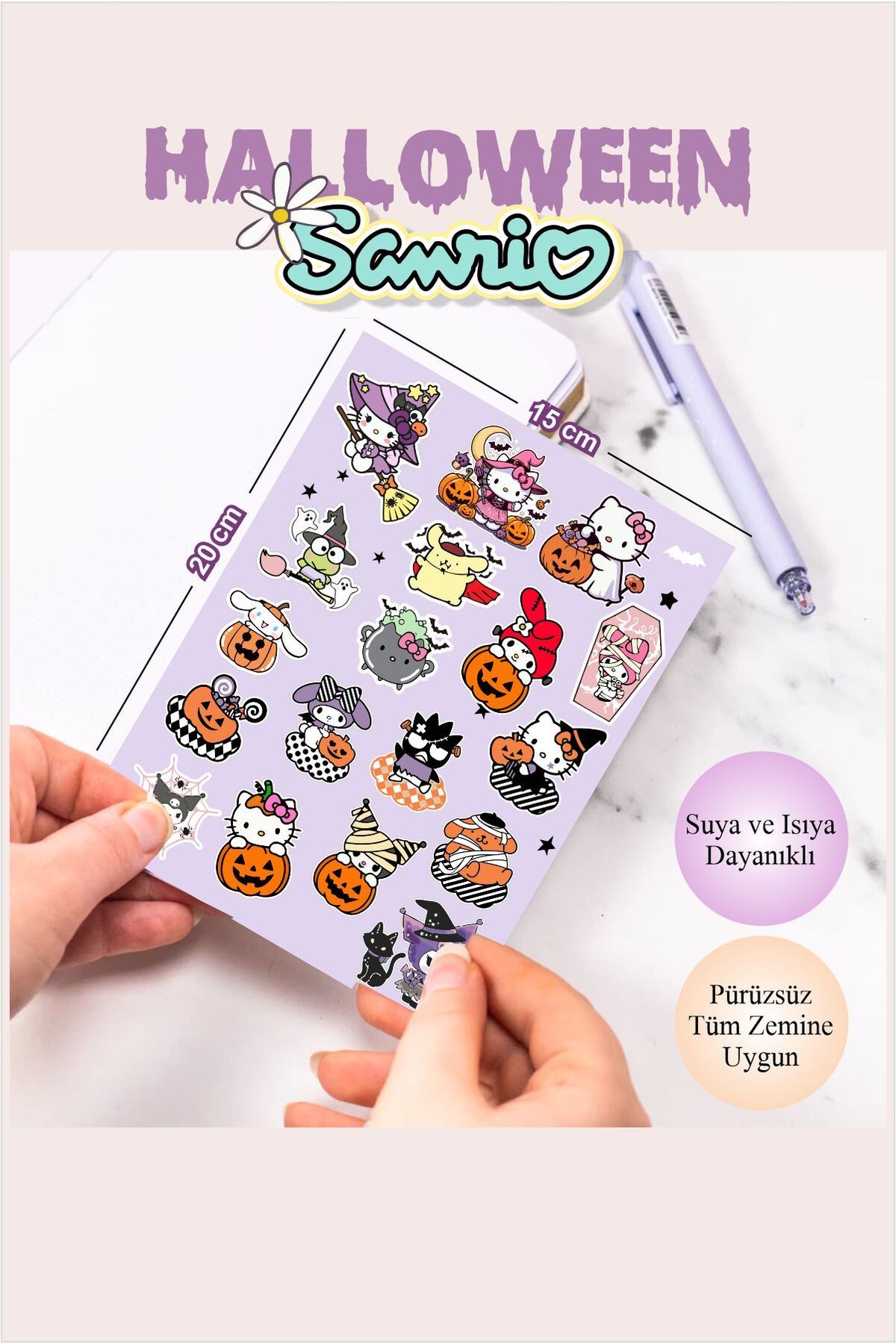 Piksel Grafik-Halloween Sanrio Notebook, Book, Phone, Bottle Sticker 3