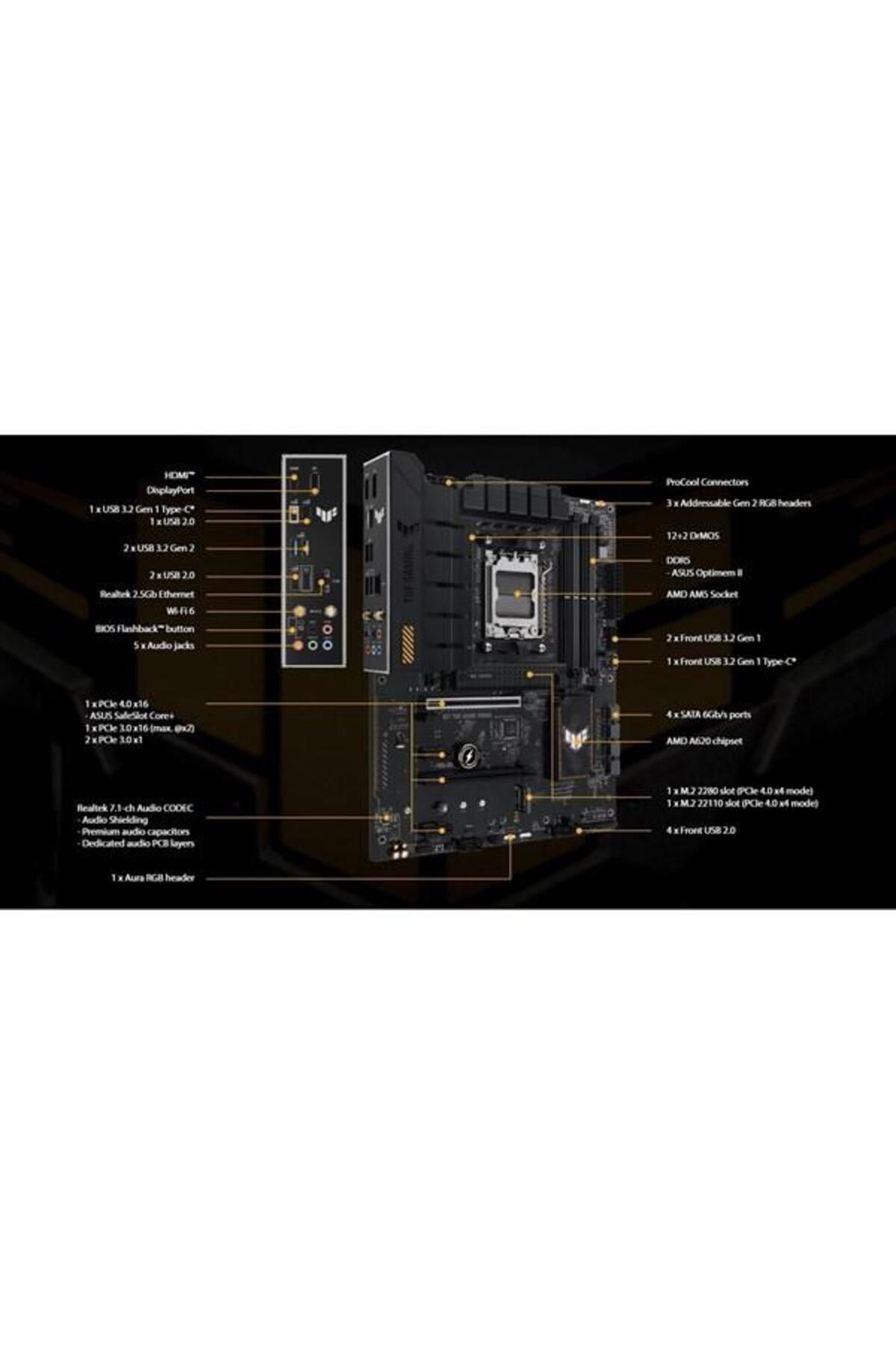 ASUS TUF GAMING A620-PRO WIFI-6 DDR5 HDMI-DP PCIE 4.0 AM5 ATX