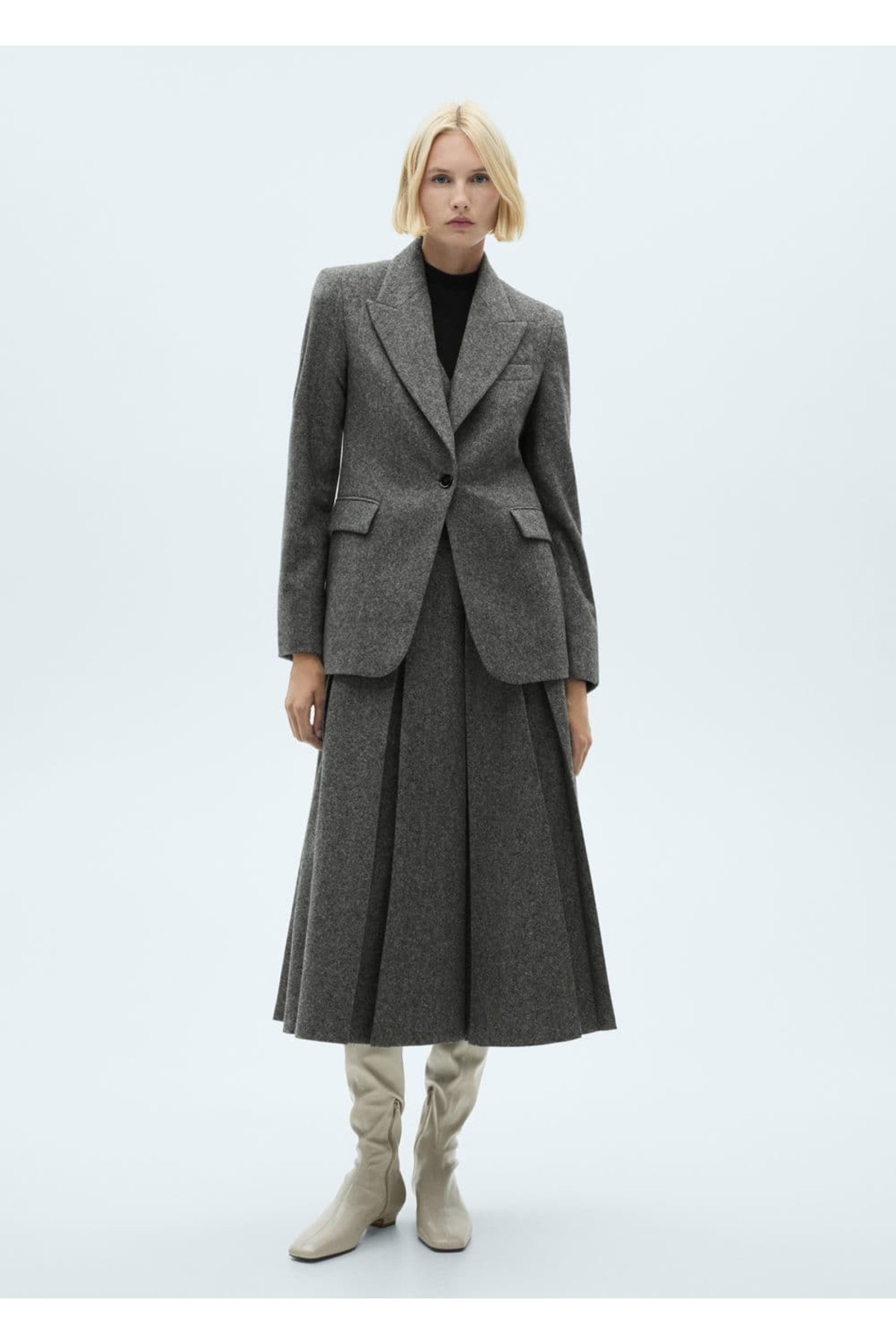 MANGO Woman-Frayed Wool Skirt 2