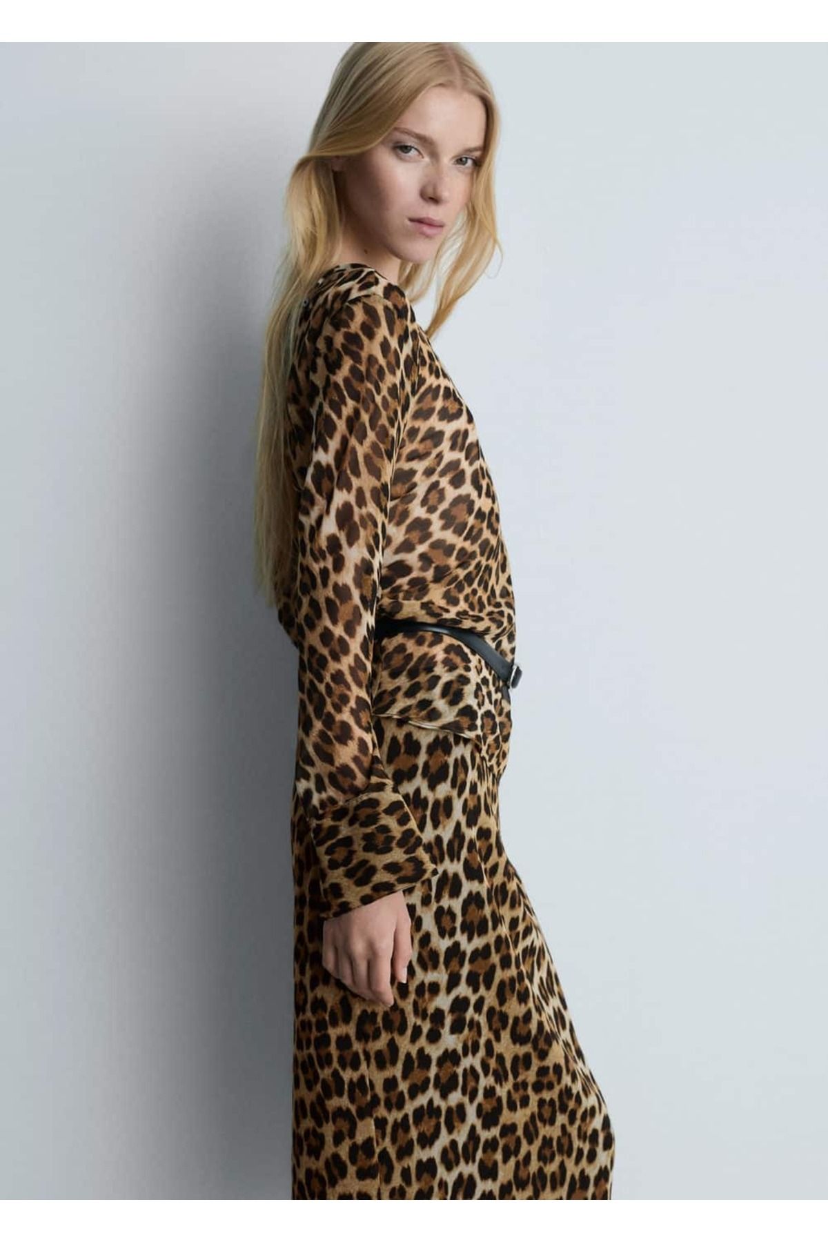 MANGO Woman-Leopard Patterned Midi Skirt 7