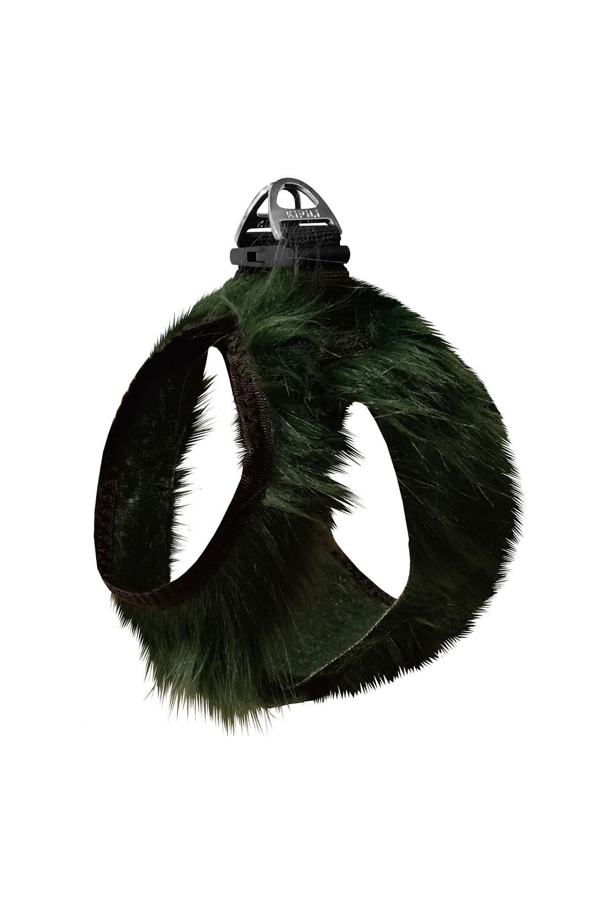 Angoravi Üç Kilitli Peluş Kedi Köpek Göğüs Tasması 32-40 cm Medium Yeşil