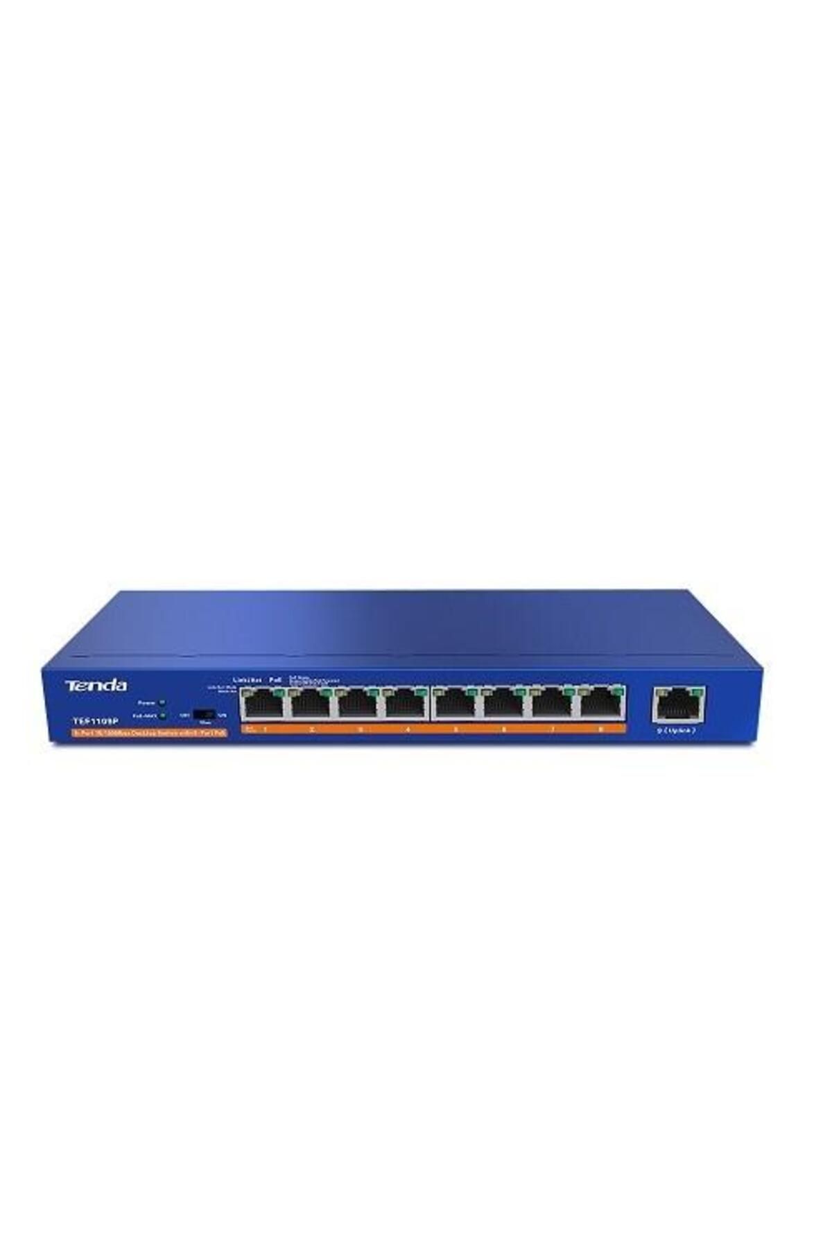 Tenda 9port 63w 8port PoE TEF1109P-8-63W 10/100 Yönetilemez Switch