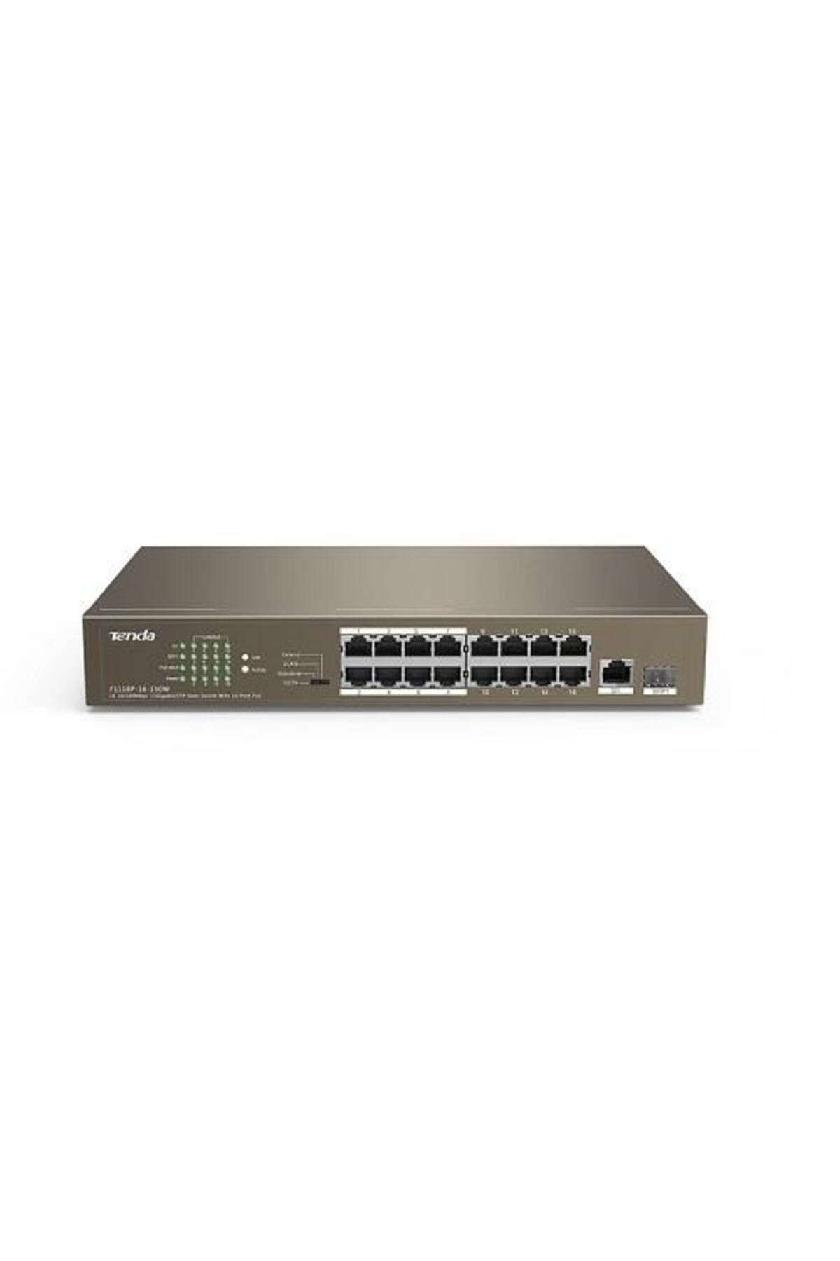 Tenda 16port 150w FULL PoE TEF1118P-16-150W 10/100 1X SFP Yönetilemez Switch