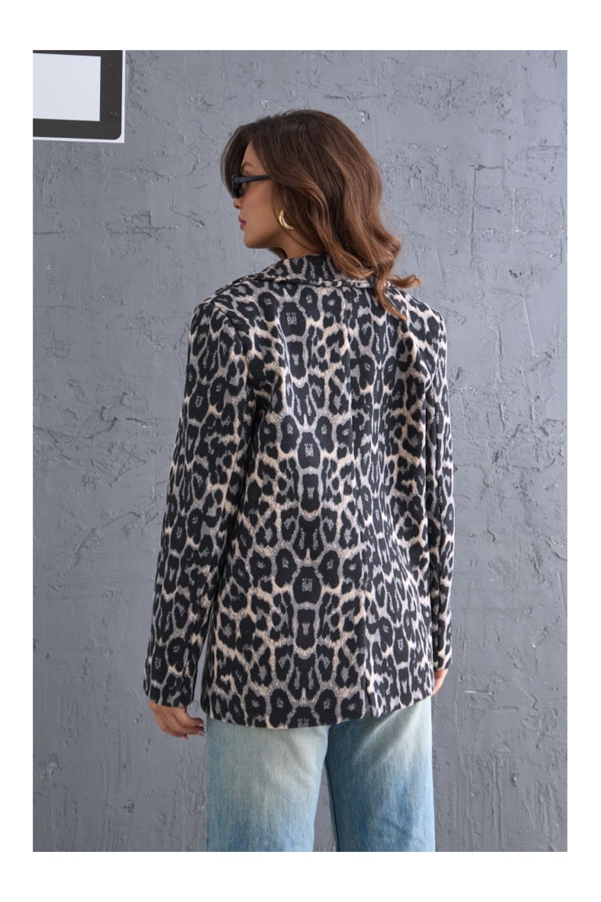 Elif Özbey Butik-Graue Leoparden-Blazer-Kaschmirjacke 5