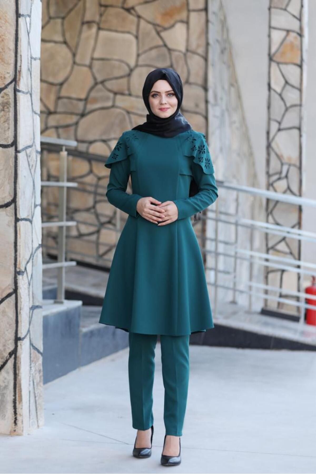 COXO Fashion`S Cloaked Suit mc0034 Petrol
