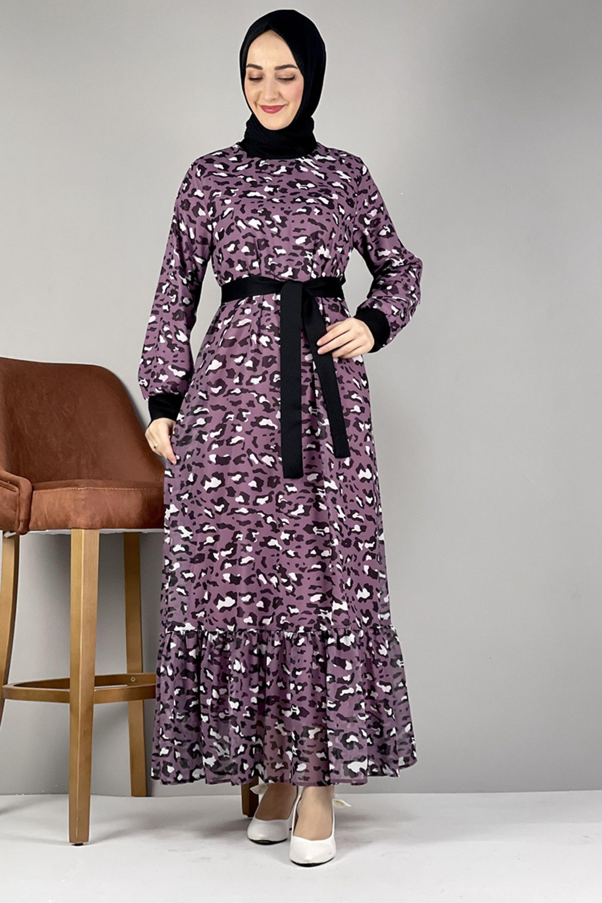 COXO Fashion`S Moda Çizgi Hijab Dress