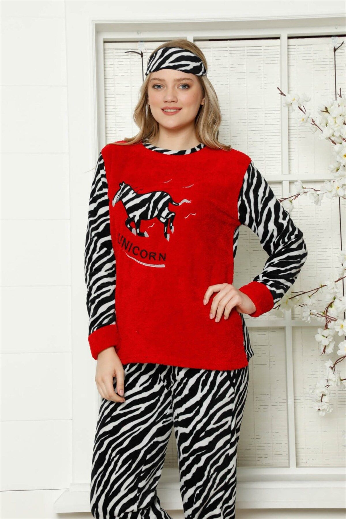 COXO Fashion`S Moda Çizgi Polar Women's Pajama Set