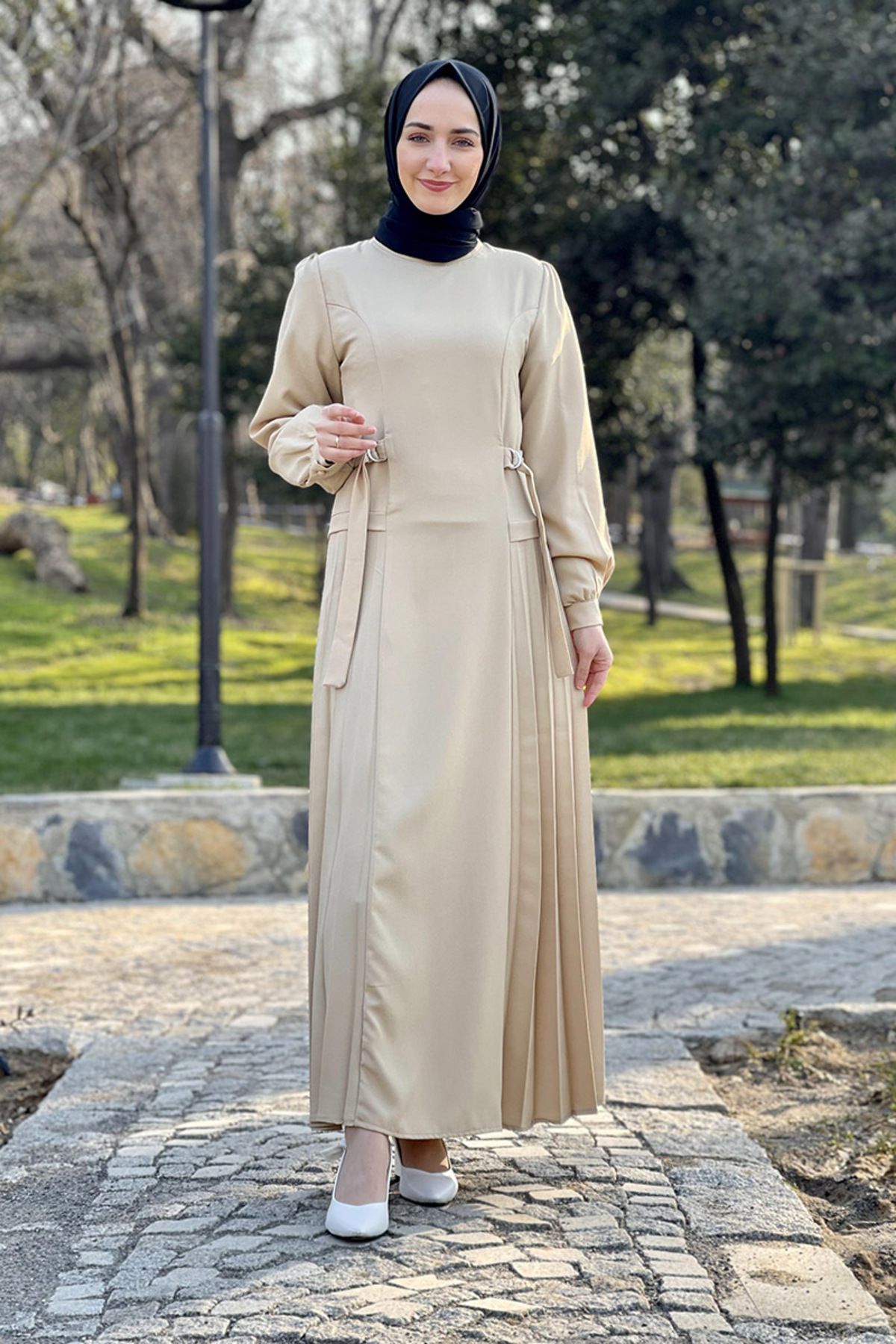 COXO Fashion`S Moda Çizgi Hijab Dress